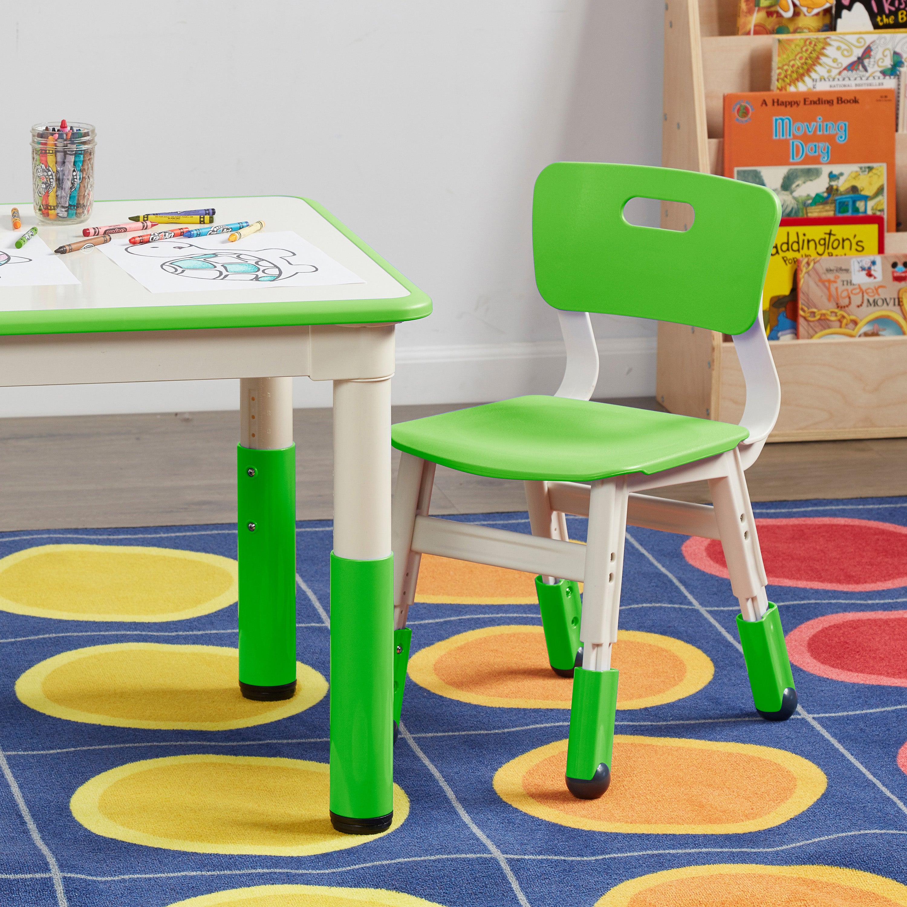 Classroom Adjustable Height Plastic Chair, 2-Pack