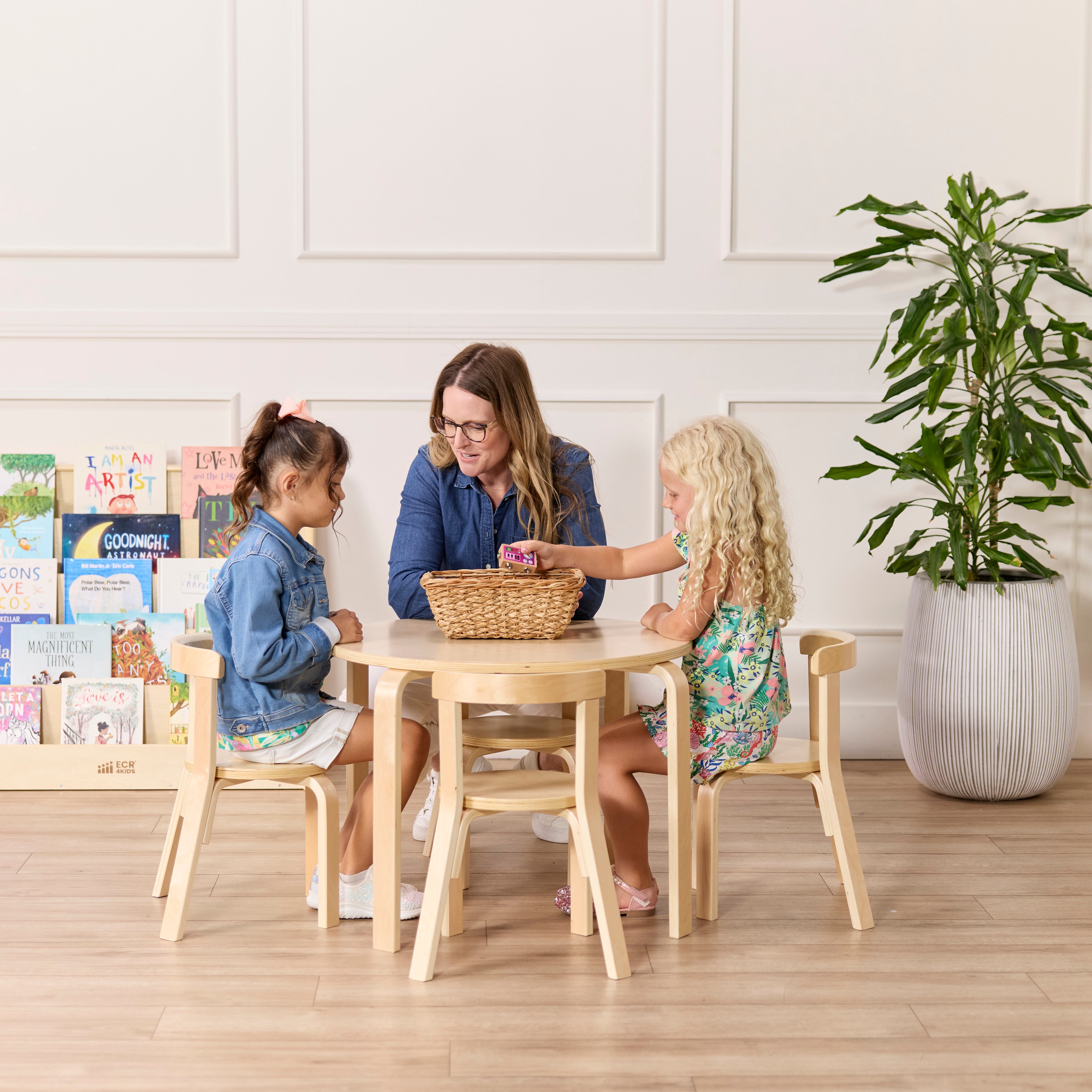 Bentwood Table and Curved Back Chair Set, 5-Piece