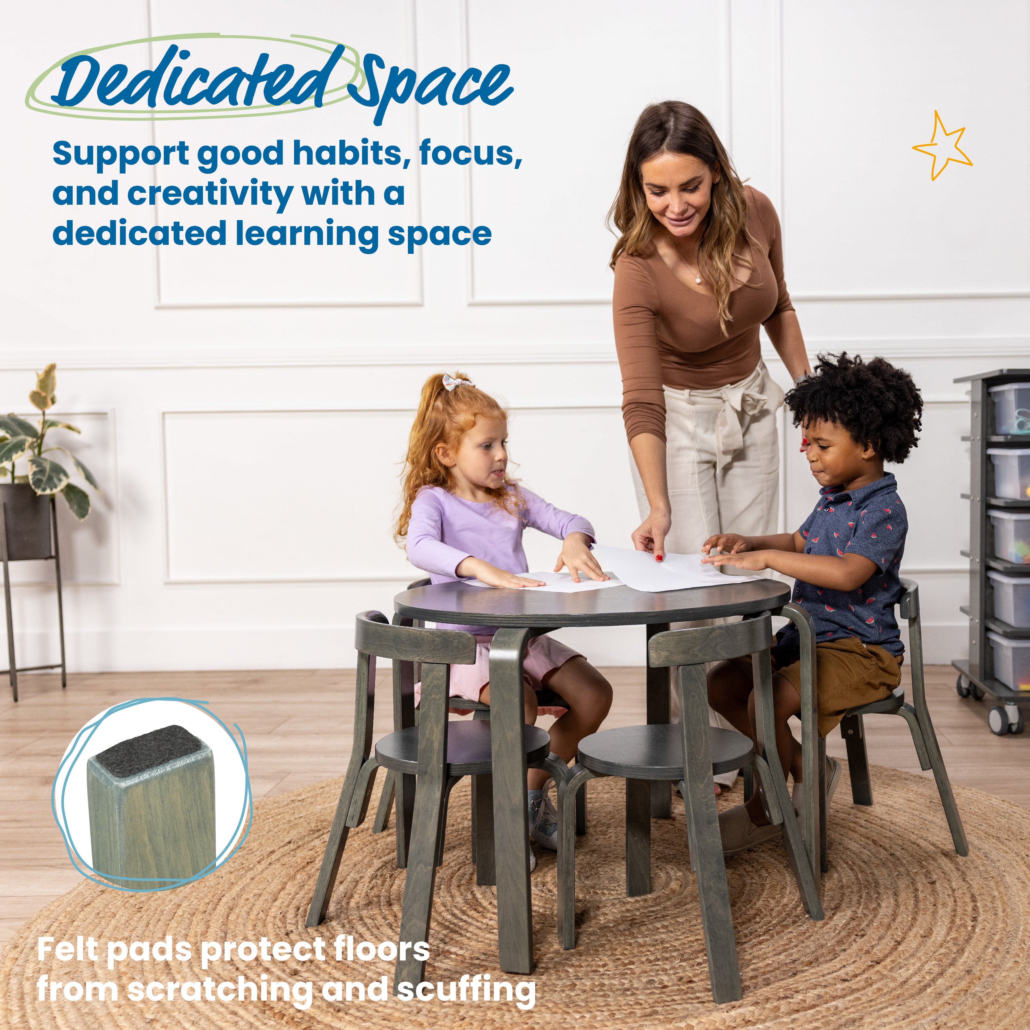 Bentwood Table and Curved Back Chair Set, 5-Piece