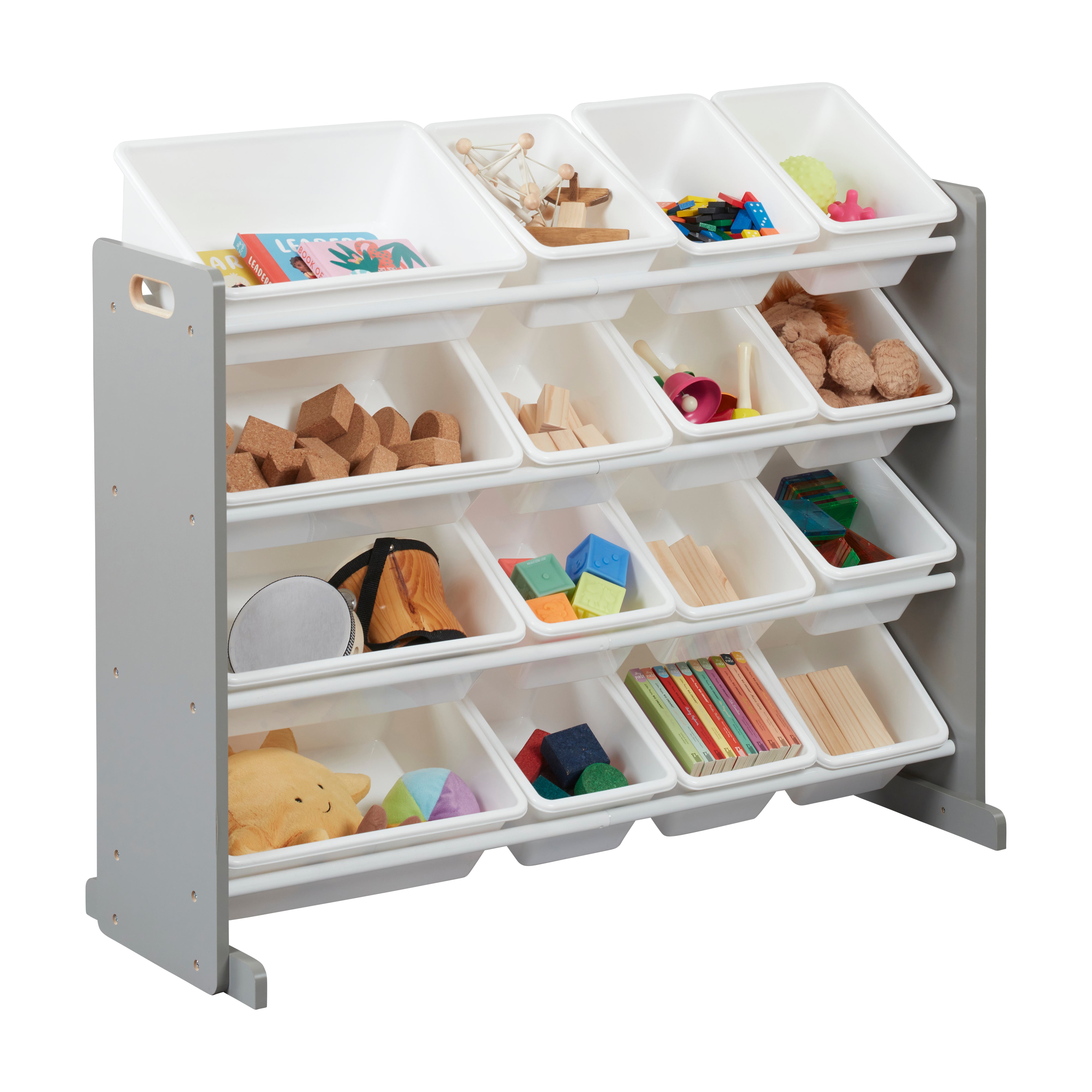4-Tier Organizer with 16 Removable Plastic Bins, 4x4