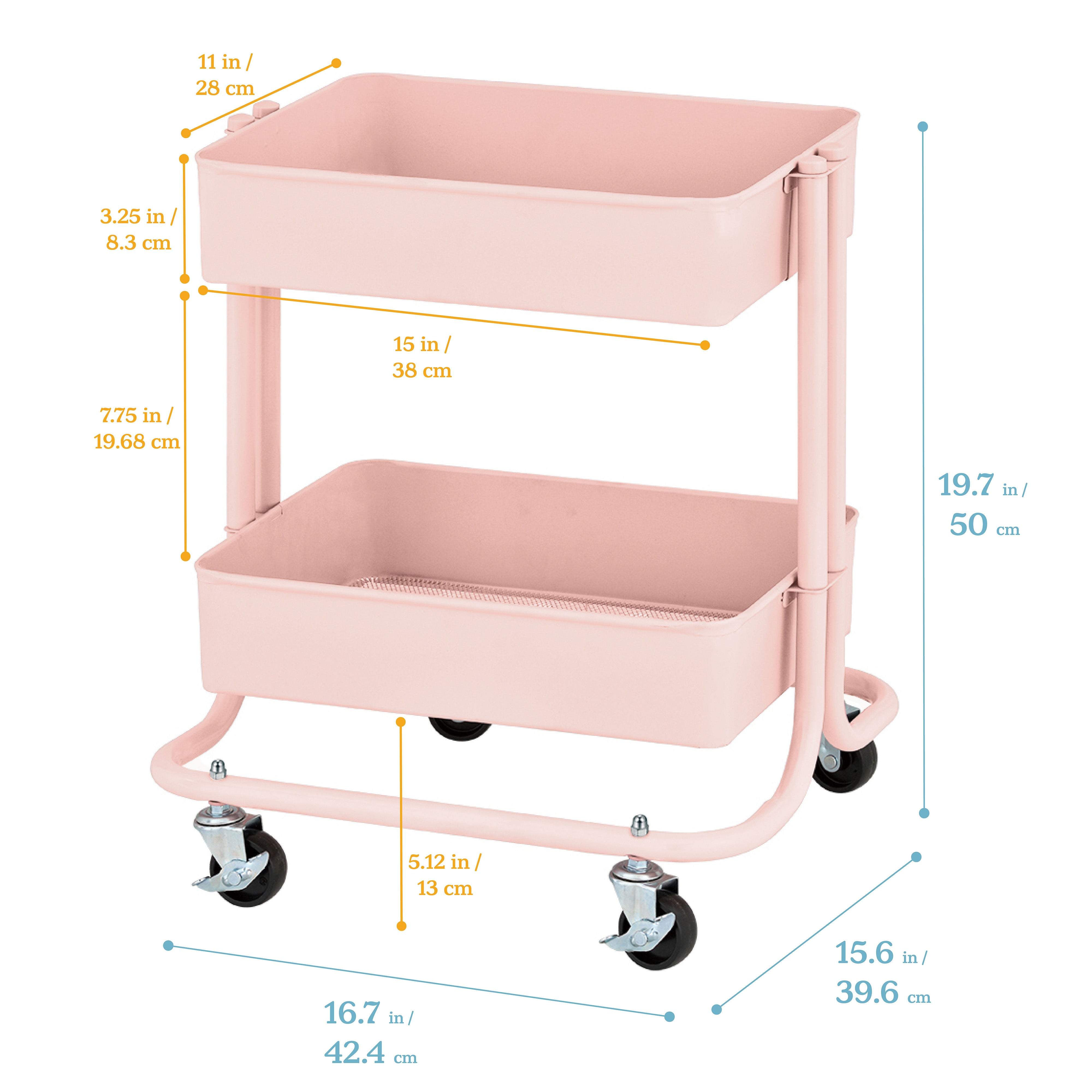 2-Tier Rolling Utility Cart
