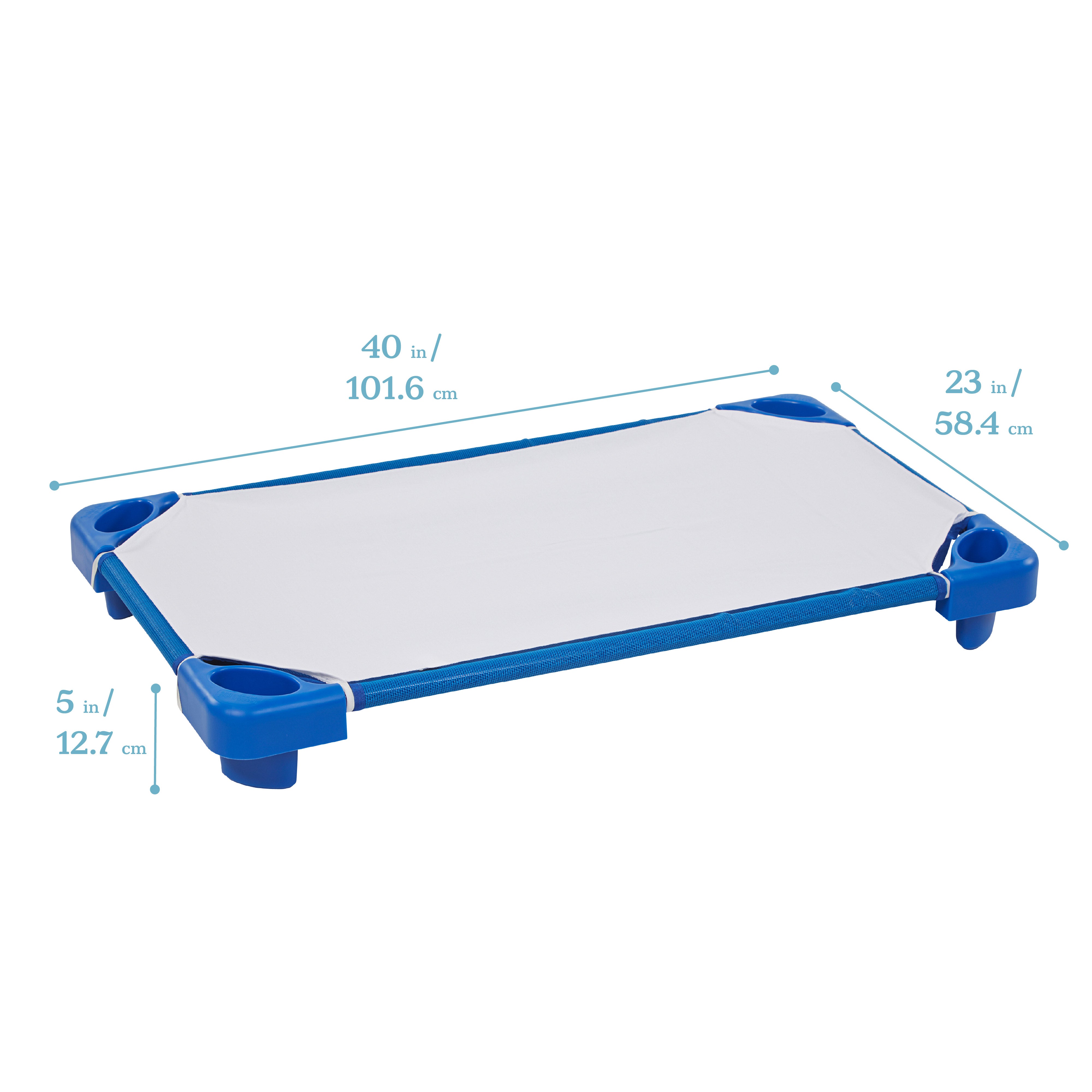 Stackable Kiddie Cot with Sheets, Toddler Size, Ready-to-Assemble, 6-Pack - Blue