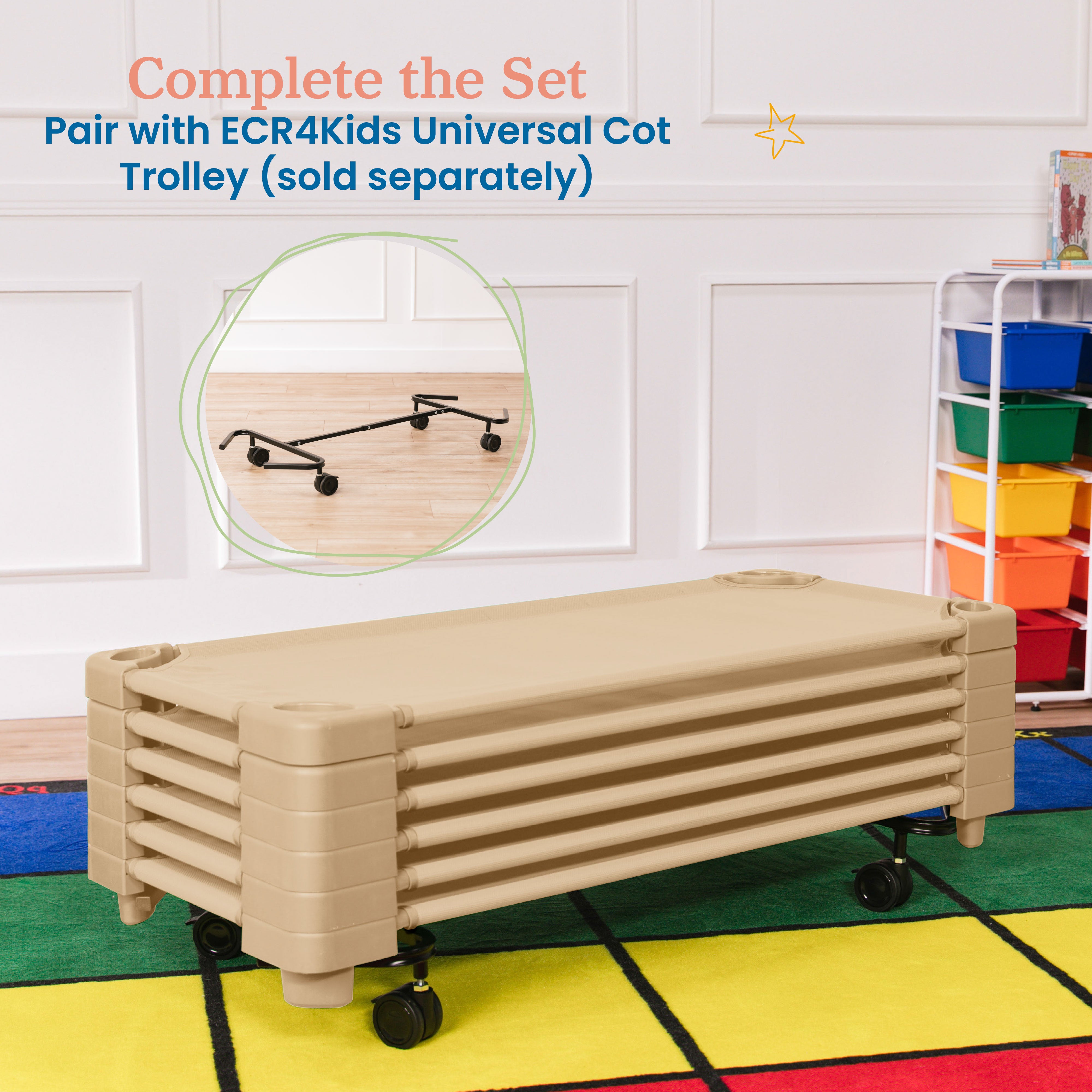 Stackable Kiddie Cot, Ready-to-Assemble, Standard Size, 6-Pack