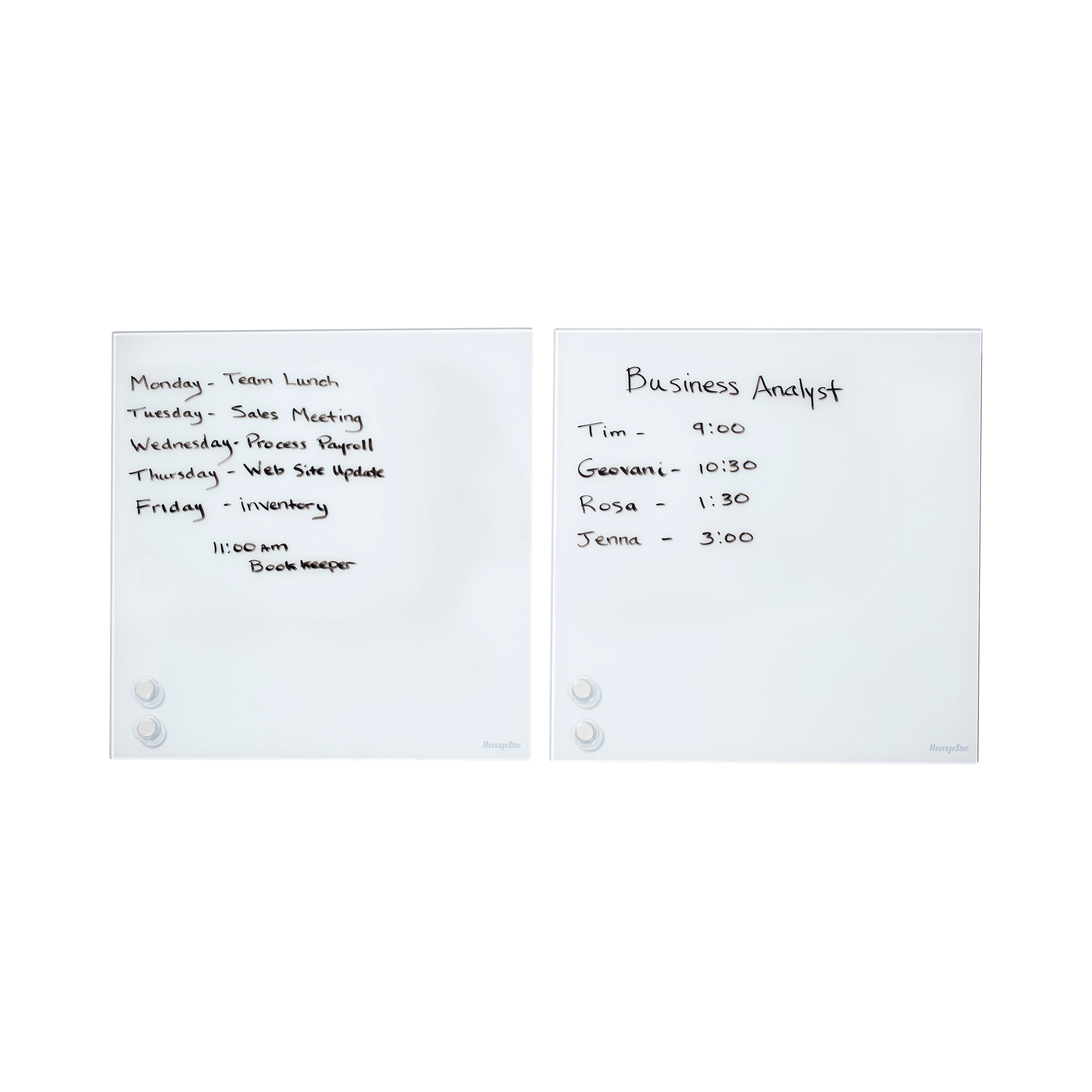 MessageStor Magnetic Dry-Erase Glass Board with Magnets, 17.5in x 17.5in, 2-Pack