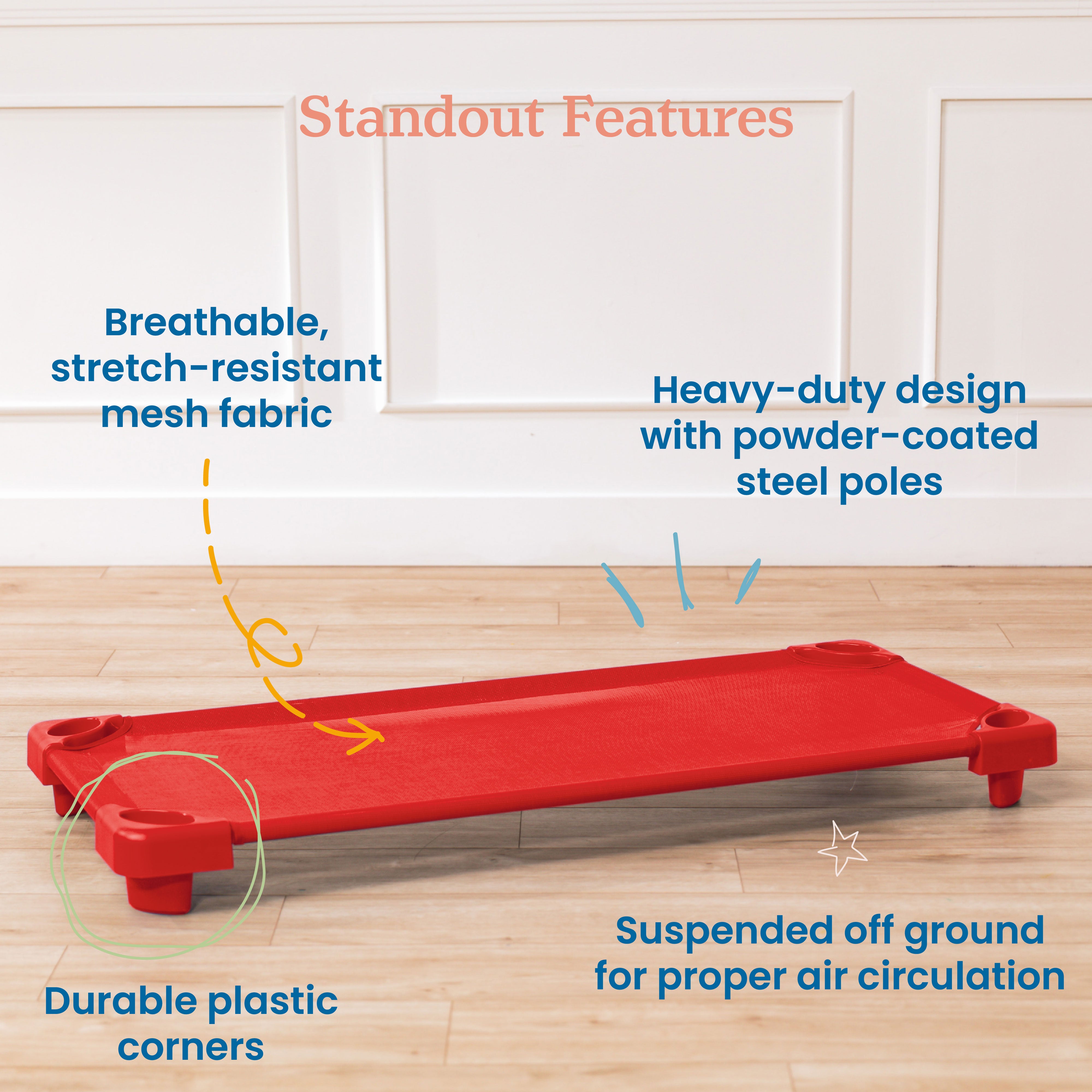 Stackable Kiddie Cots with Trolley, RTA, Standard, 6-Pack