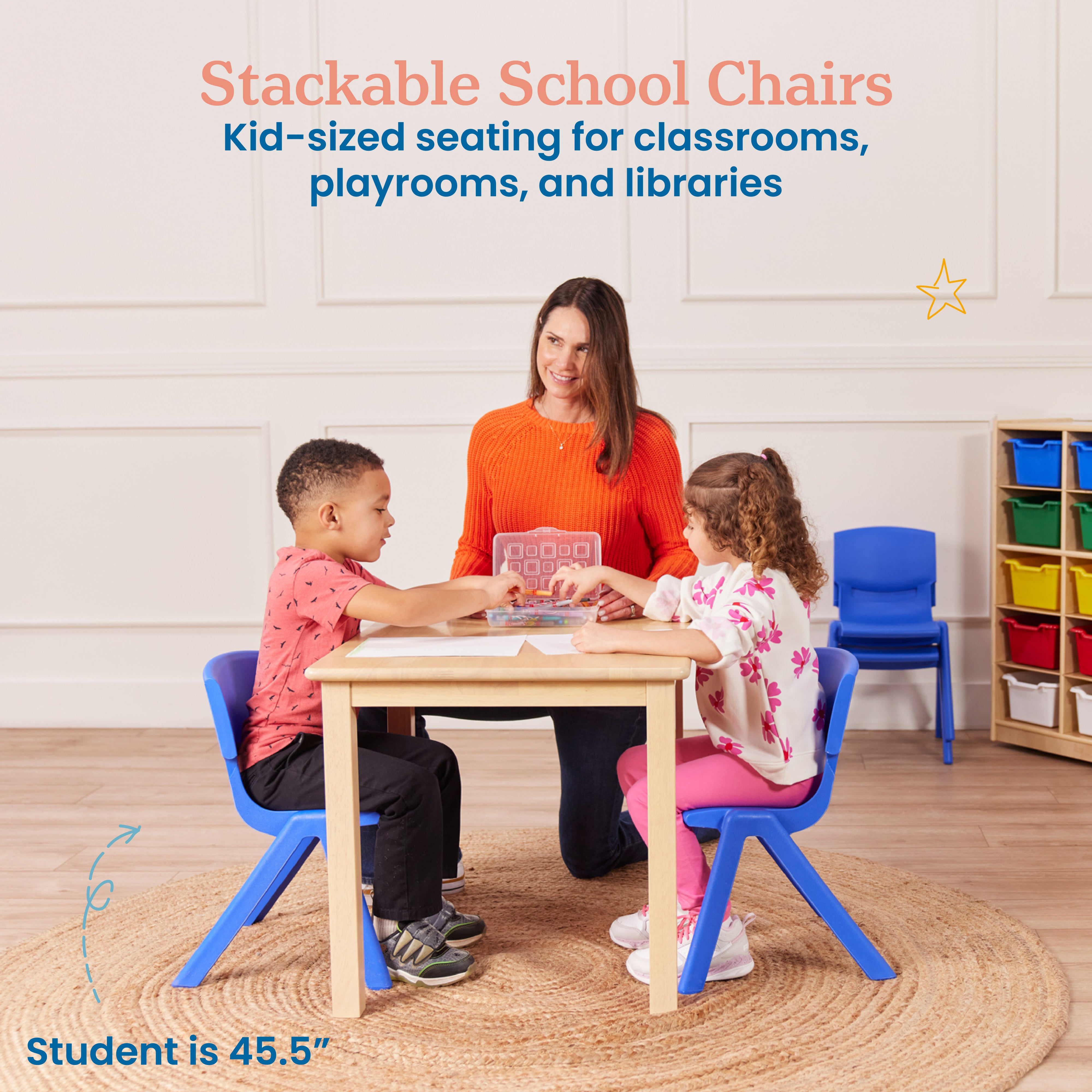 12in Plastic School Stack Chair, 4-Pack