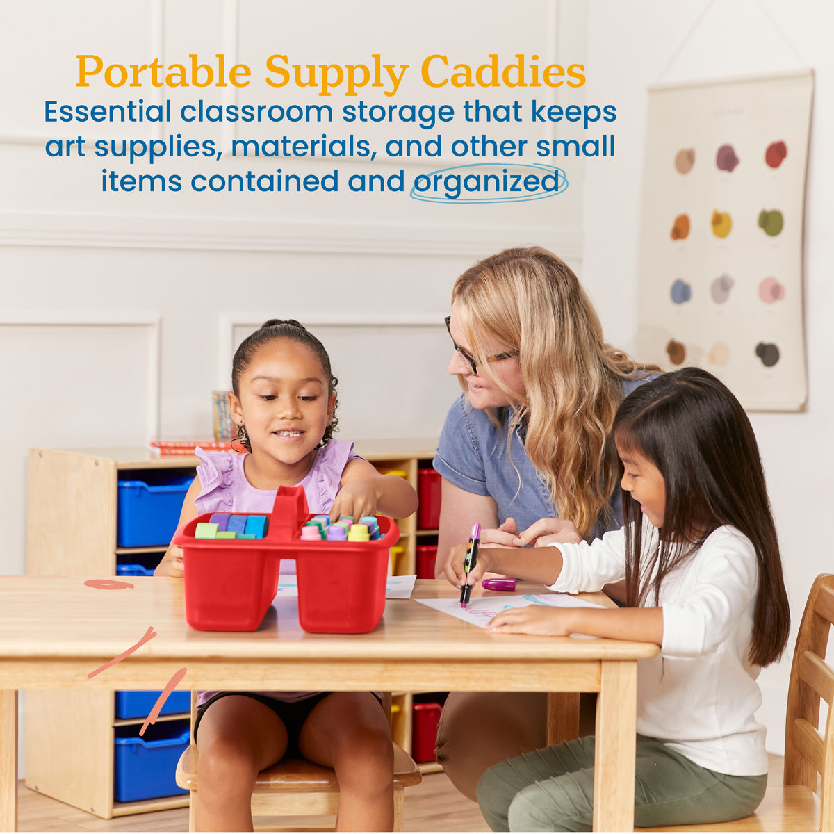 2-Compartment Large Plastic Caddy, 6-Pack