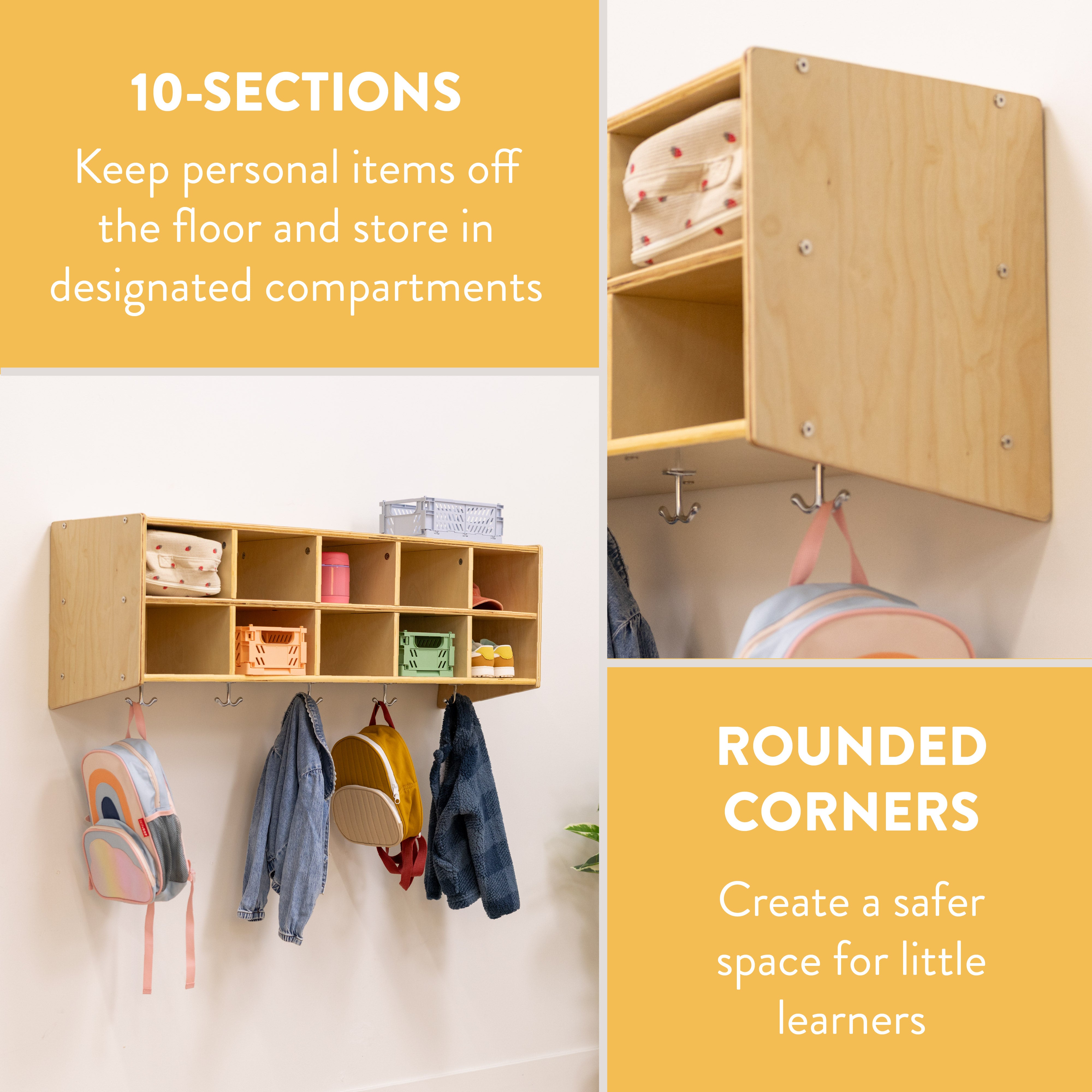 10-Section Wall Mount Storage Coat Locker