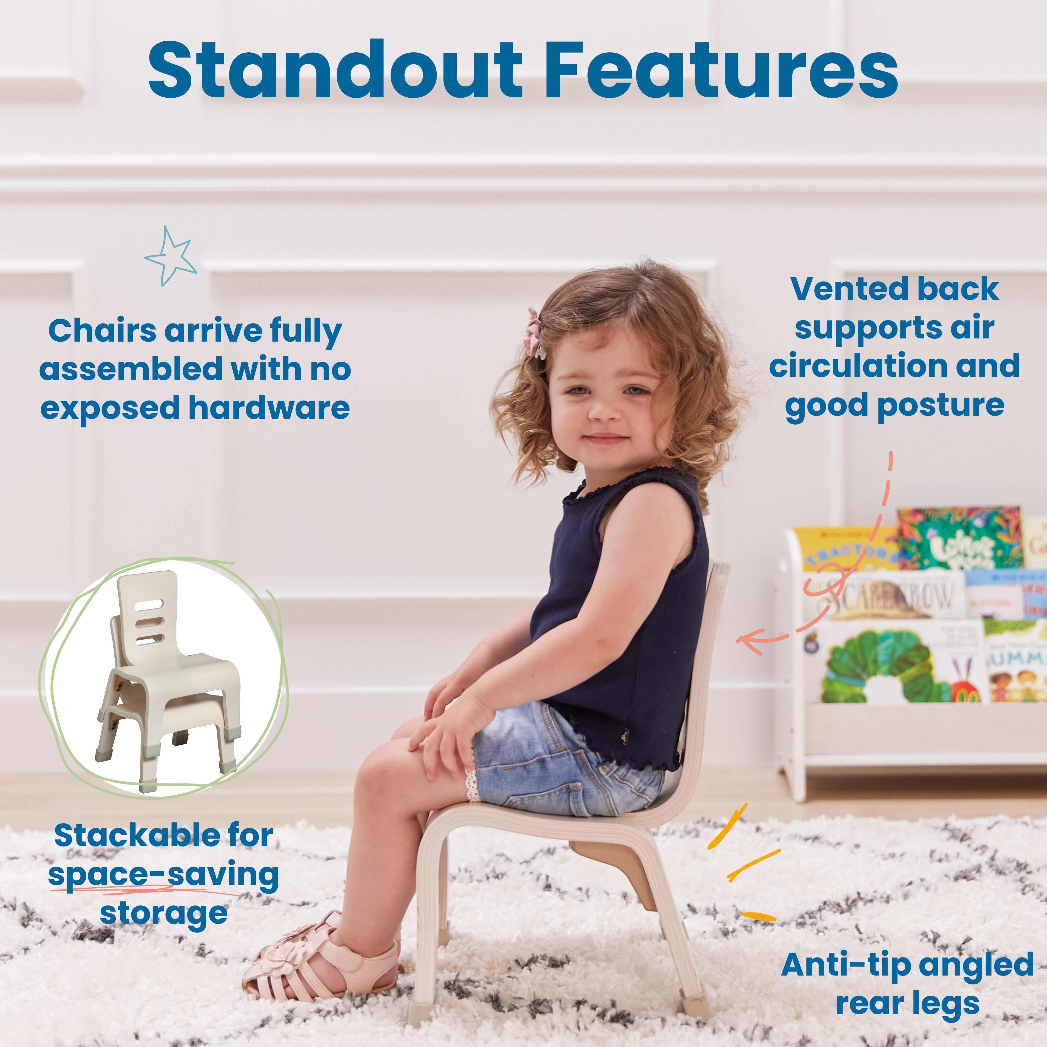 Bentwood Chair, 8in Seat Height, 2-Pack