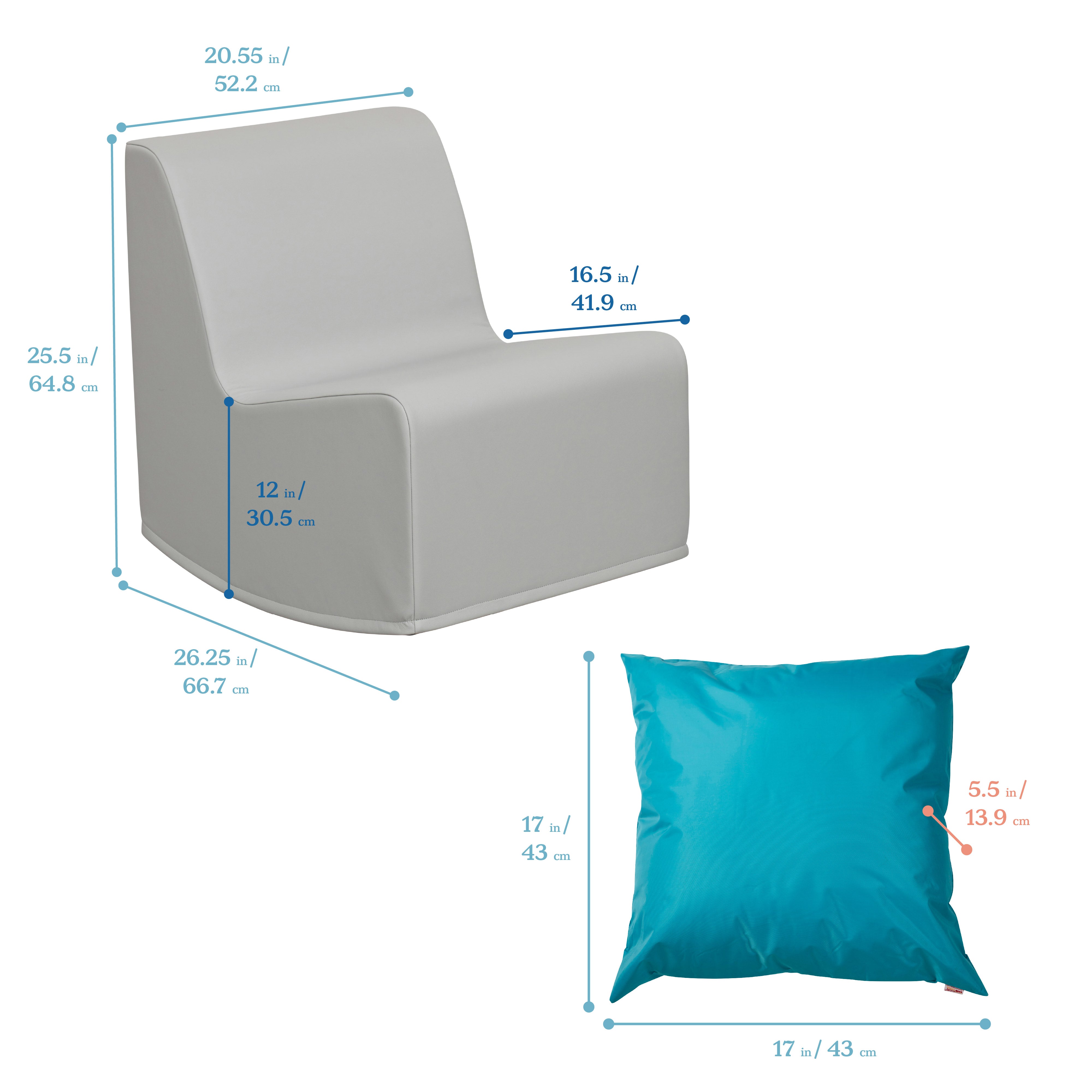 Toddler Cozy Reading Corner Package with Floor Pillows, Book Display, Storage Cabinet and Rocking Chair