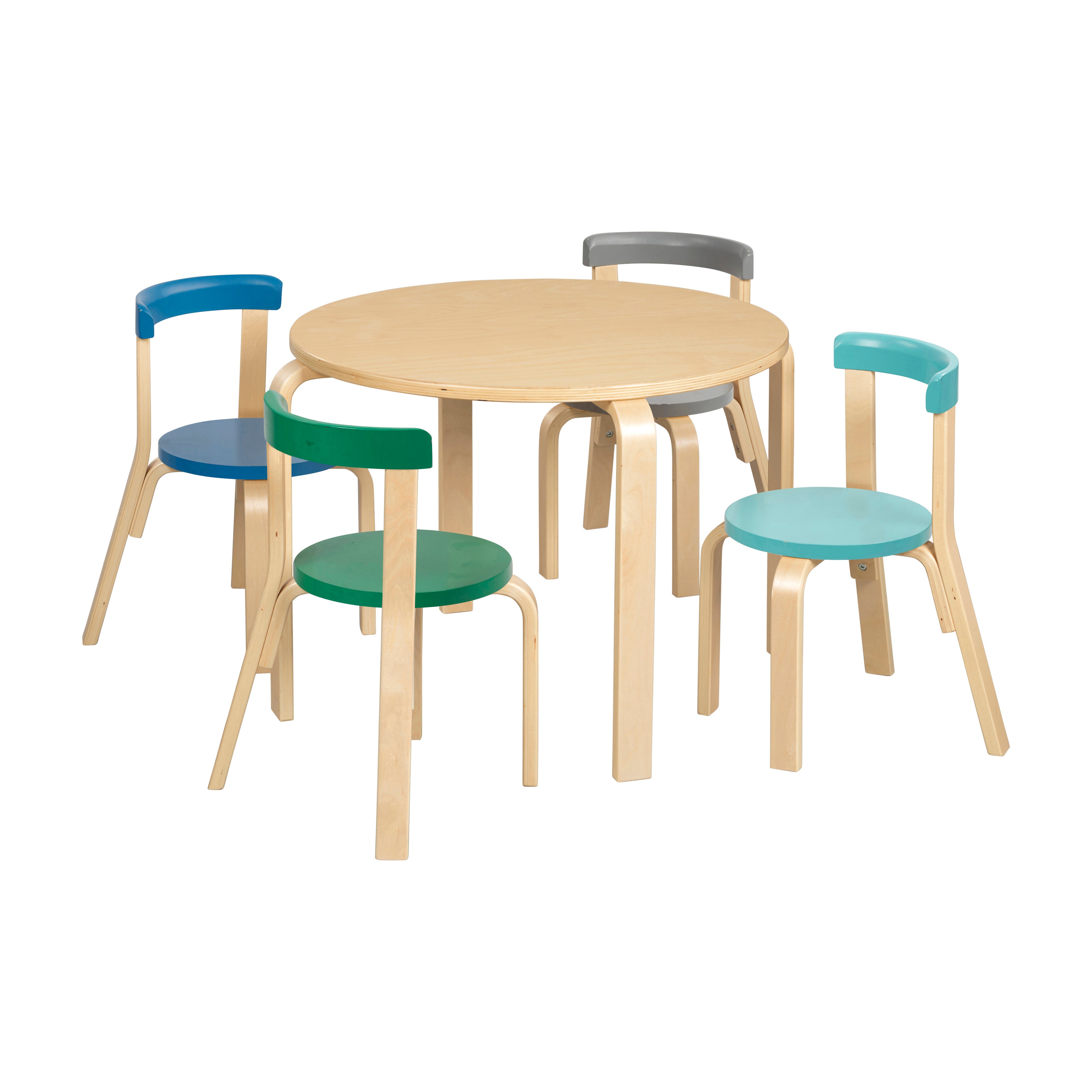 Bentwood Table and Curved Back Chair Set, 5-Piece