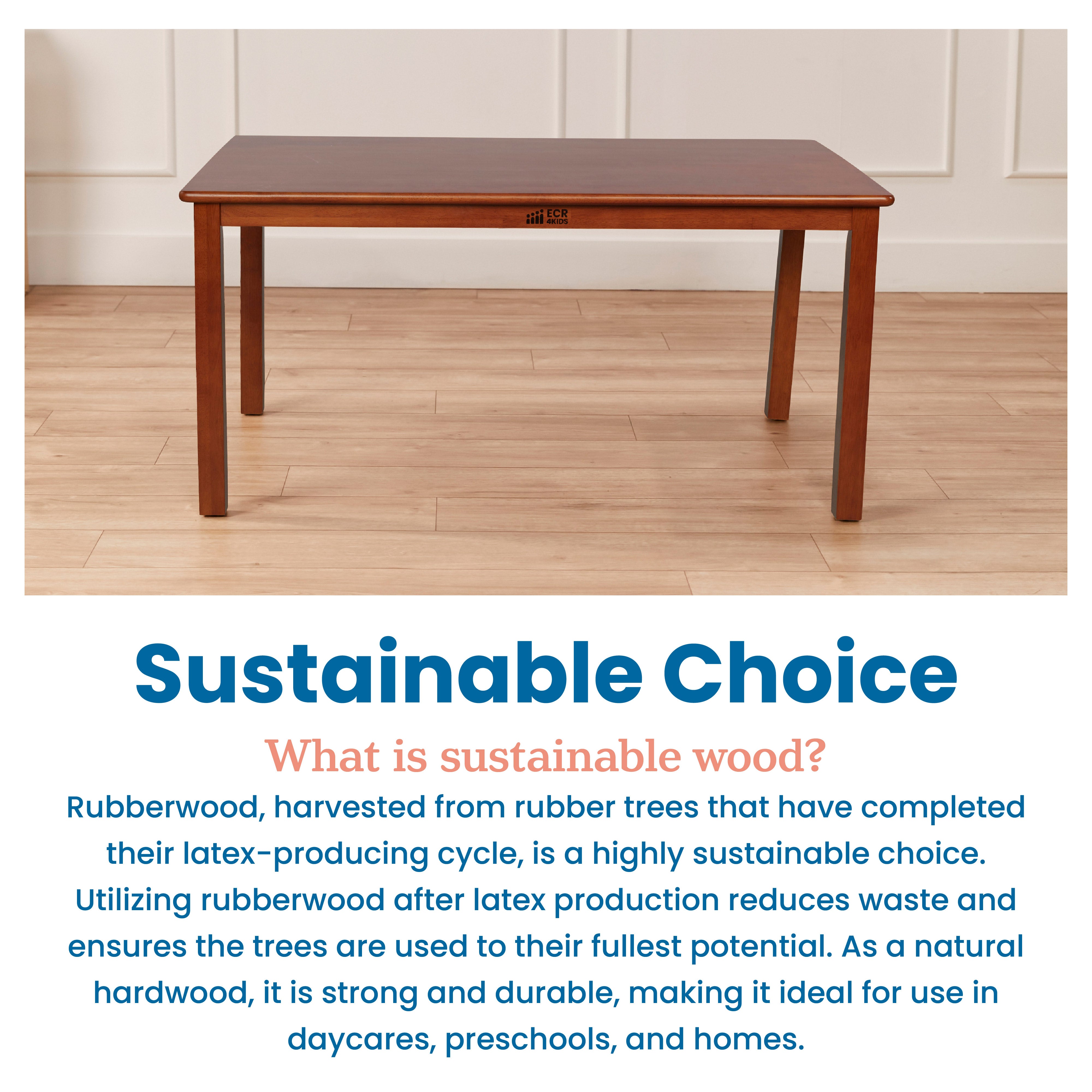 30in x 48in Rectangular Hardwood Table with 22in Legs