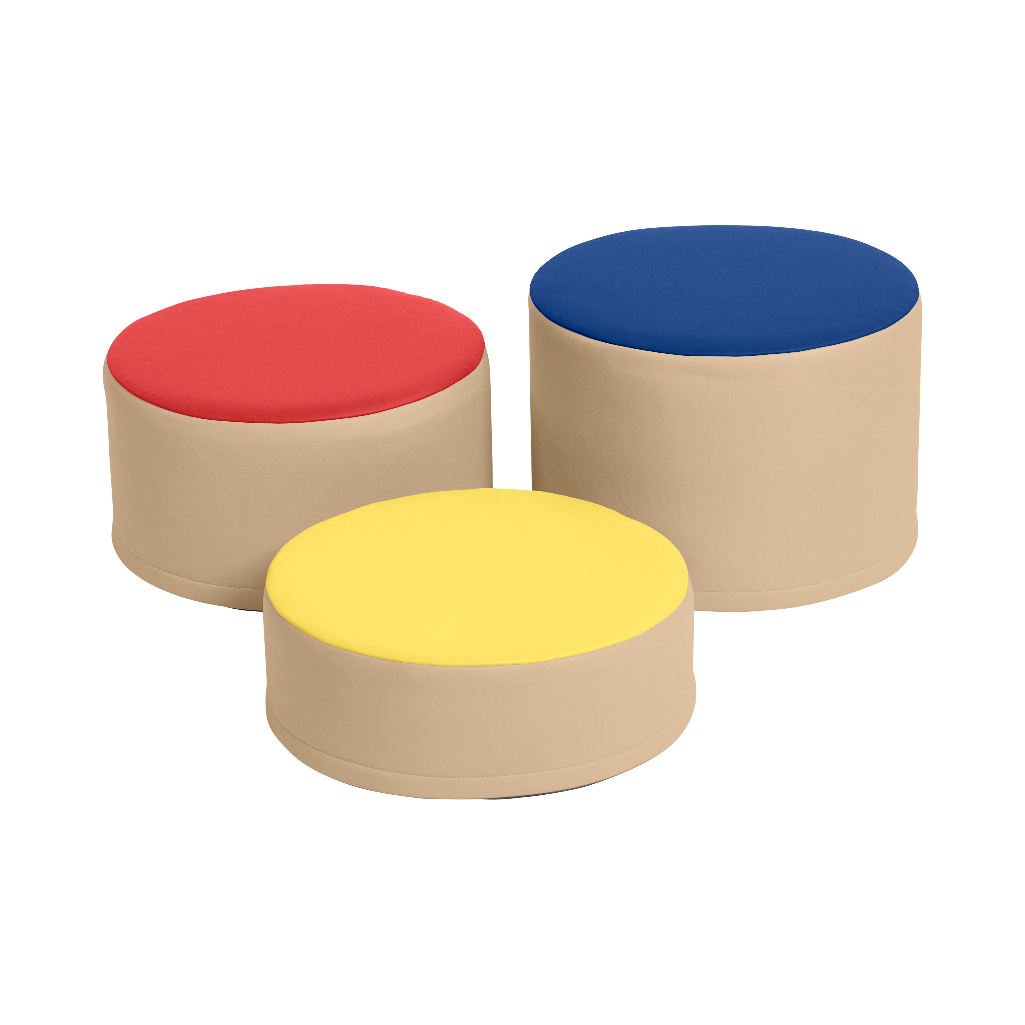 Colorful Round Ottoman Seating Set, 3-Piece