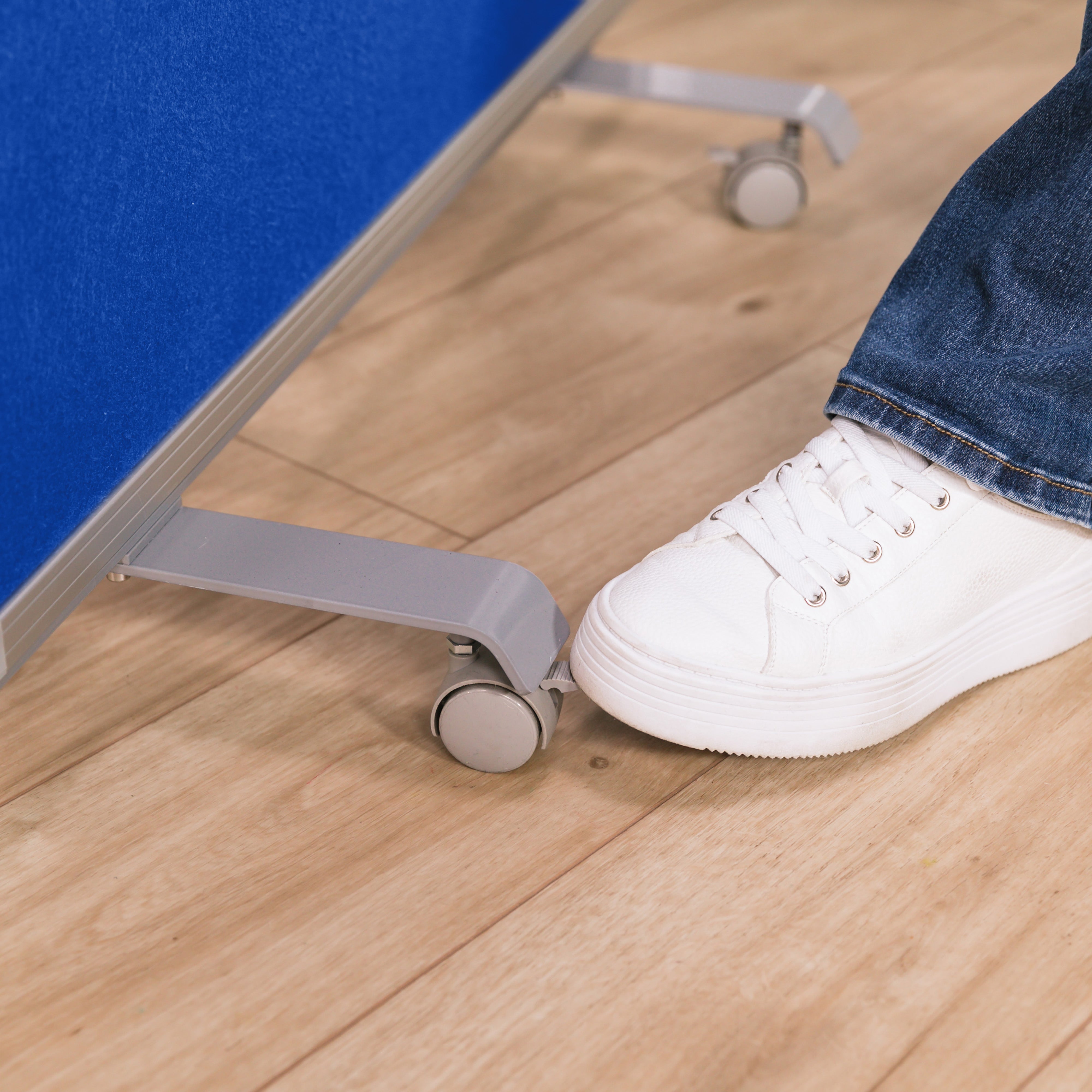 Mobile Dry-Erase and Flannel Room Divider, 3-Panel