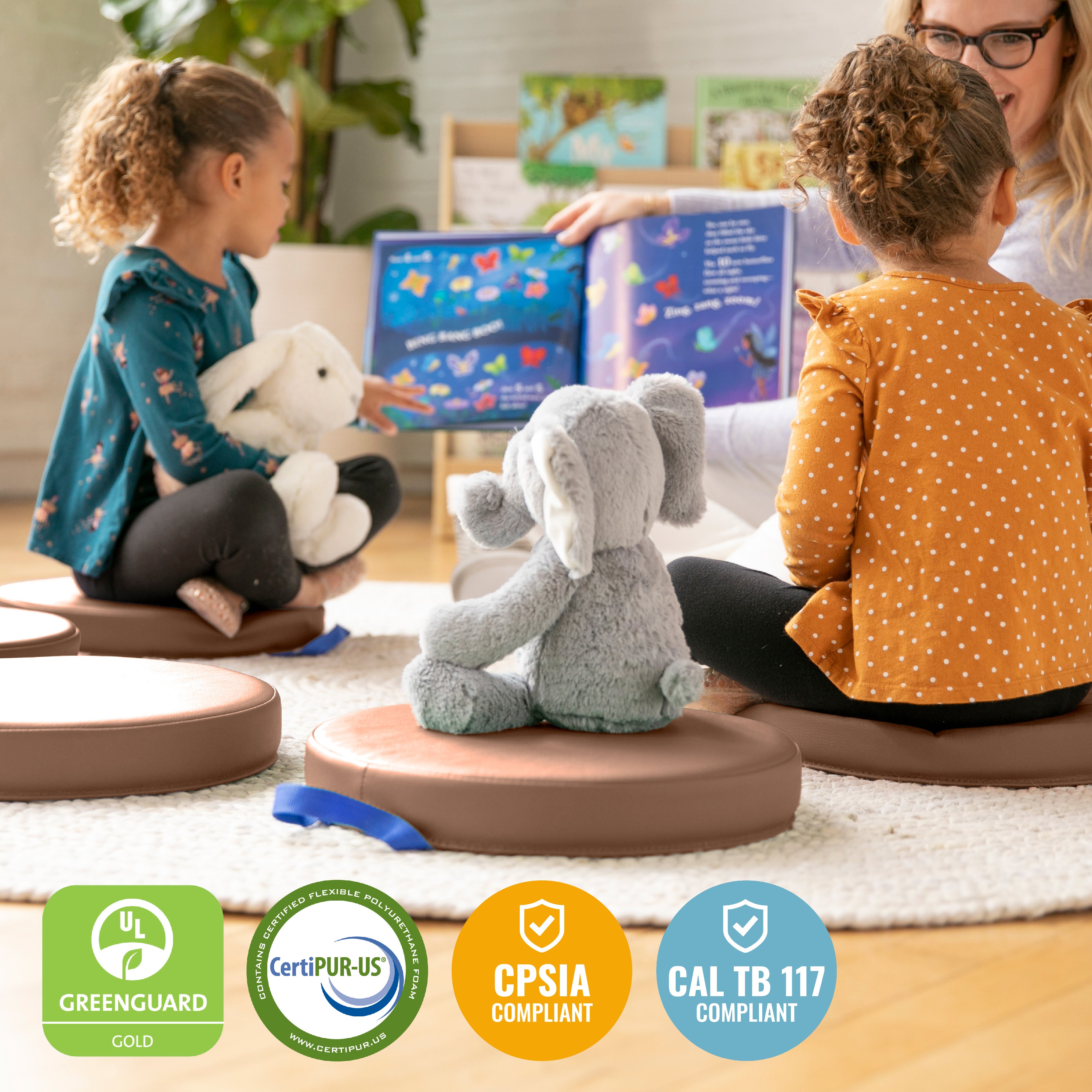 Floor Cushions, Round, 6-Piece