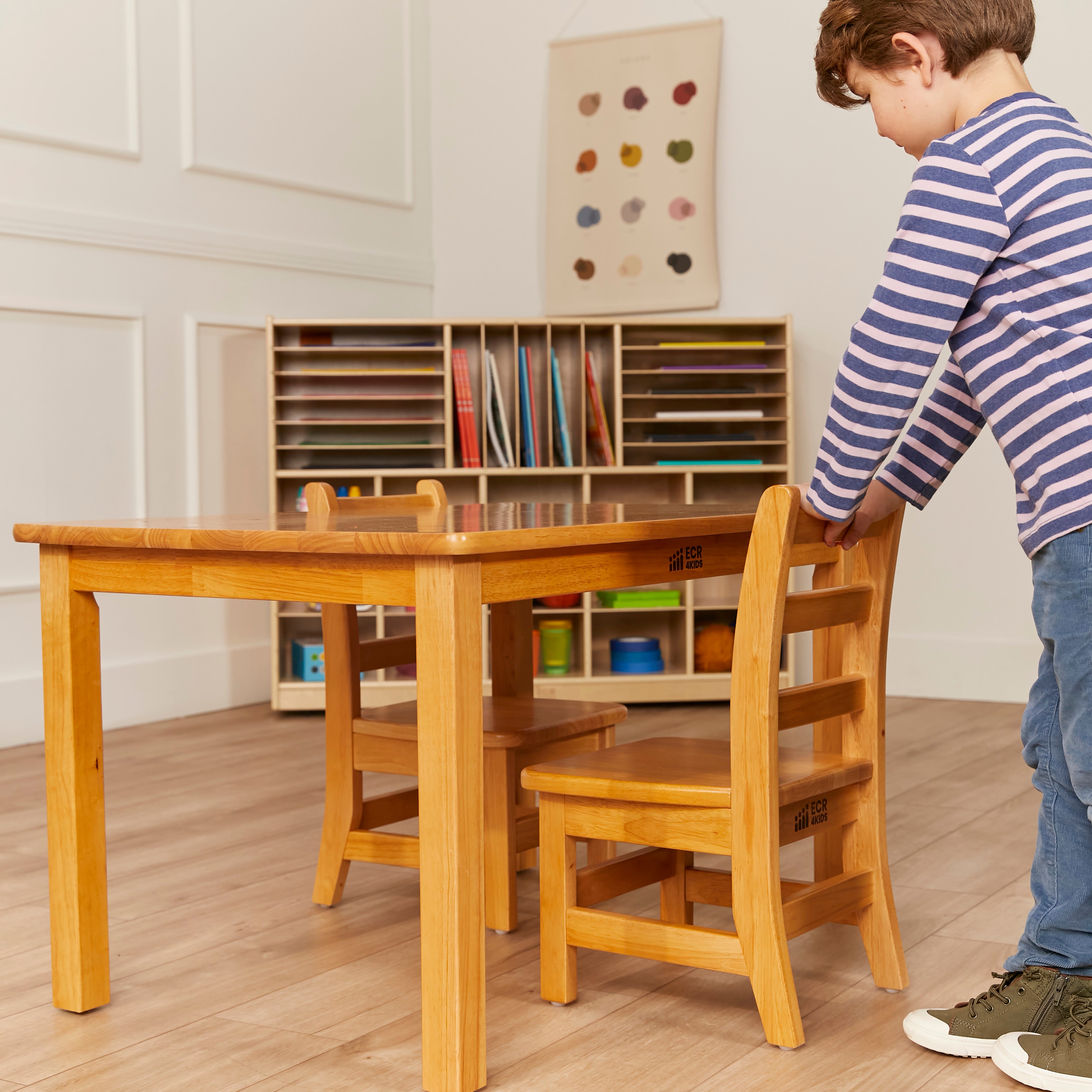 24in x 36in Rectangular Hardwood Table with 20in Legs and Two 10in Chairs