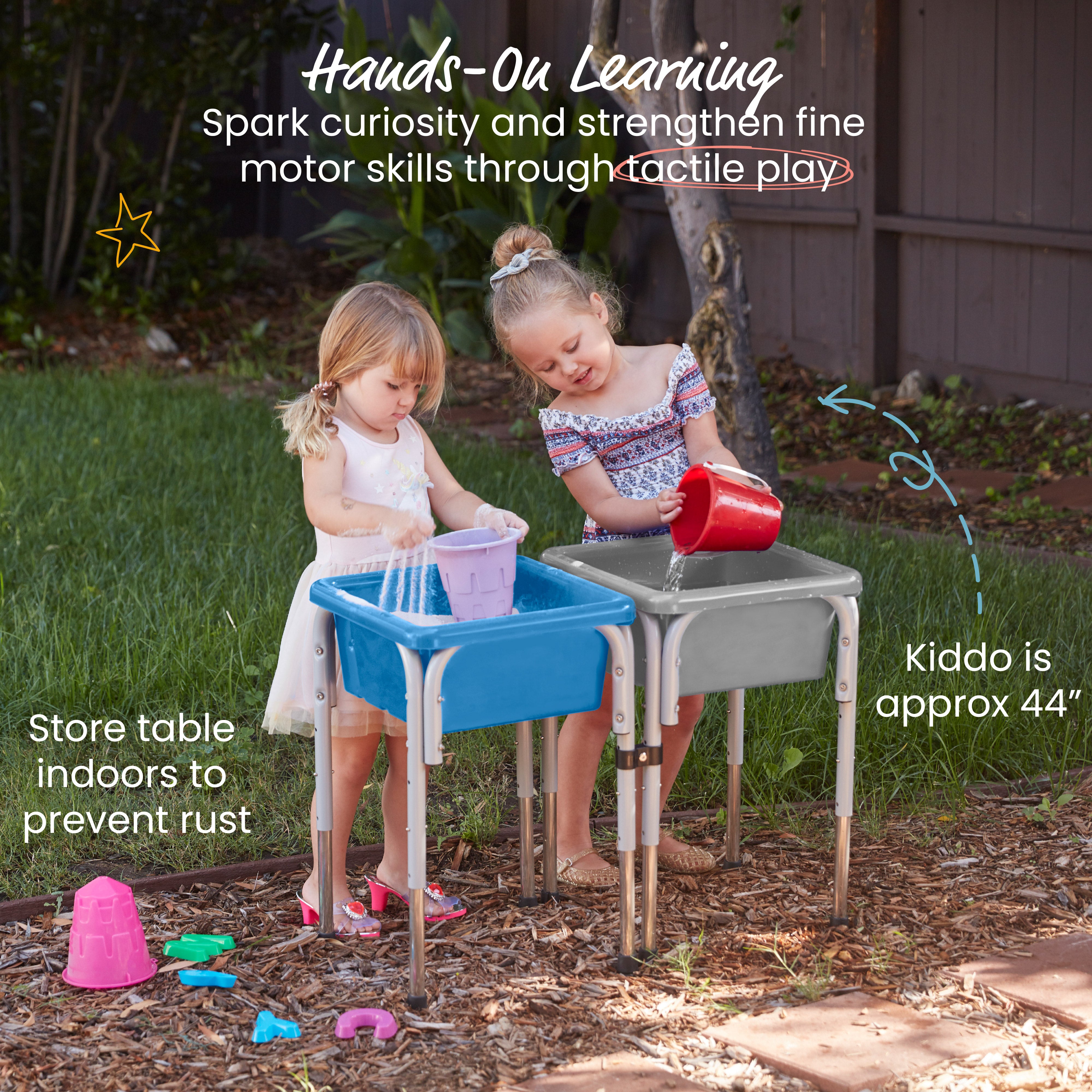 2-Station Sand and Water Adjustable Play Table, Sensory Bins