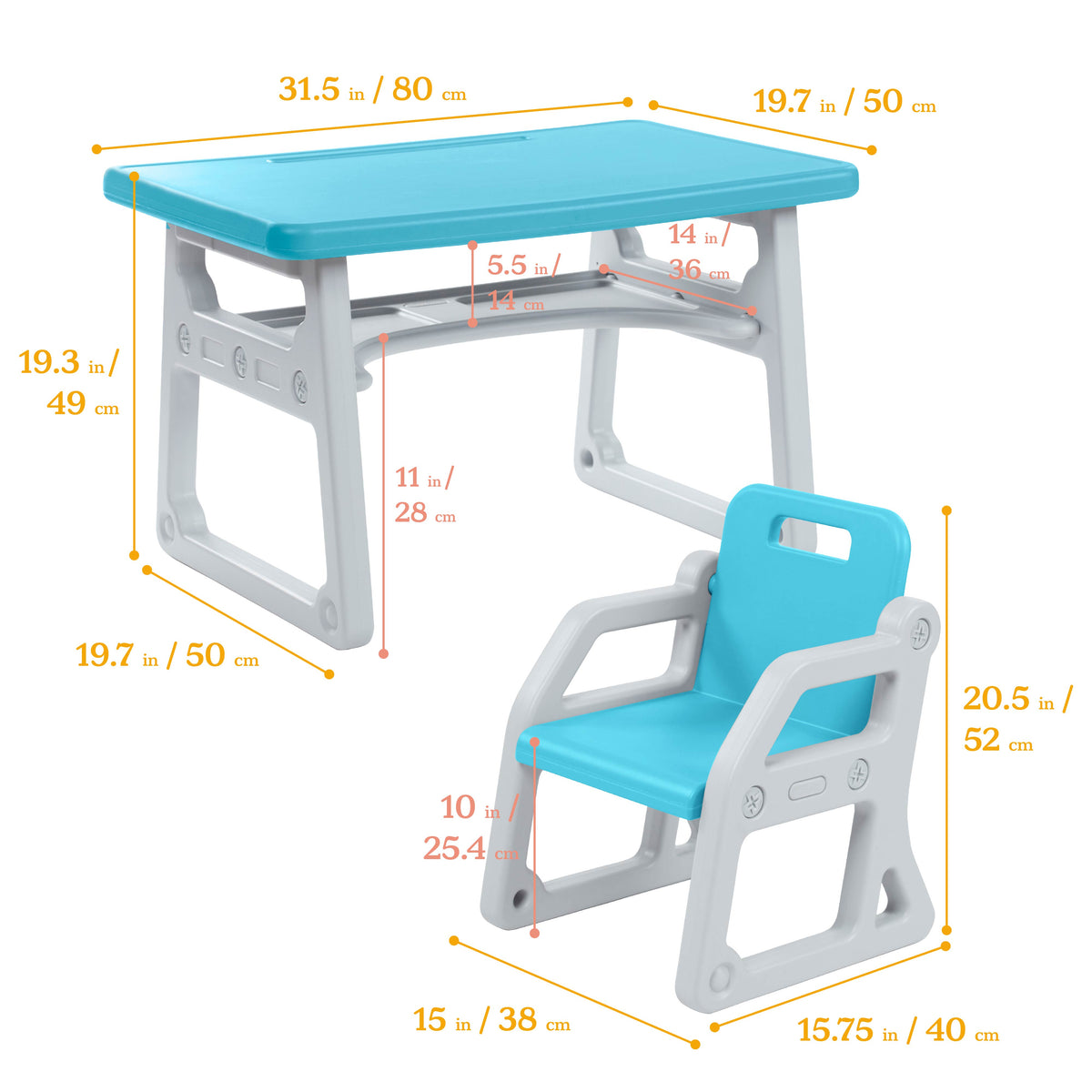 Toddler Plus Desk and Chair Set, 2-Piece
