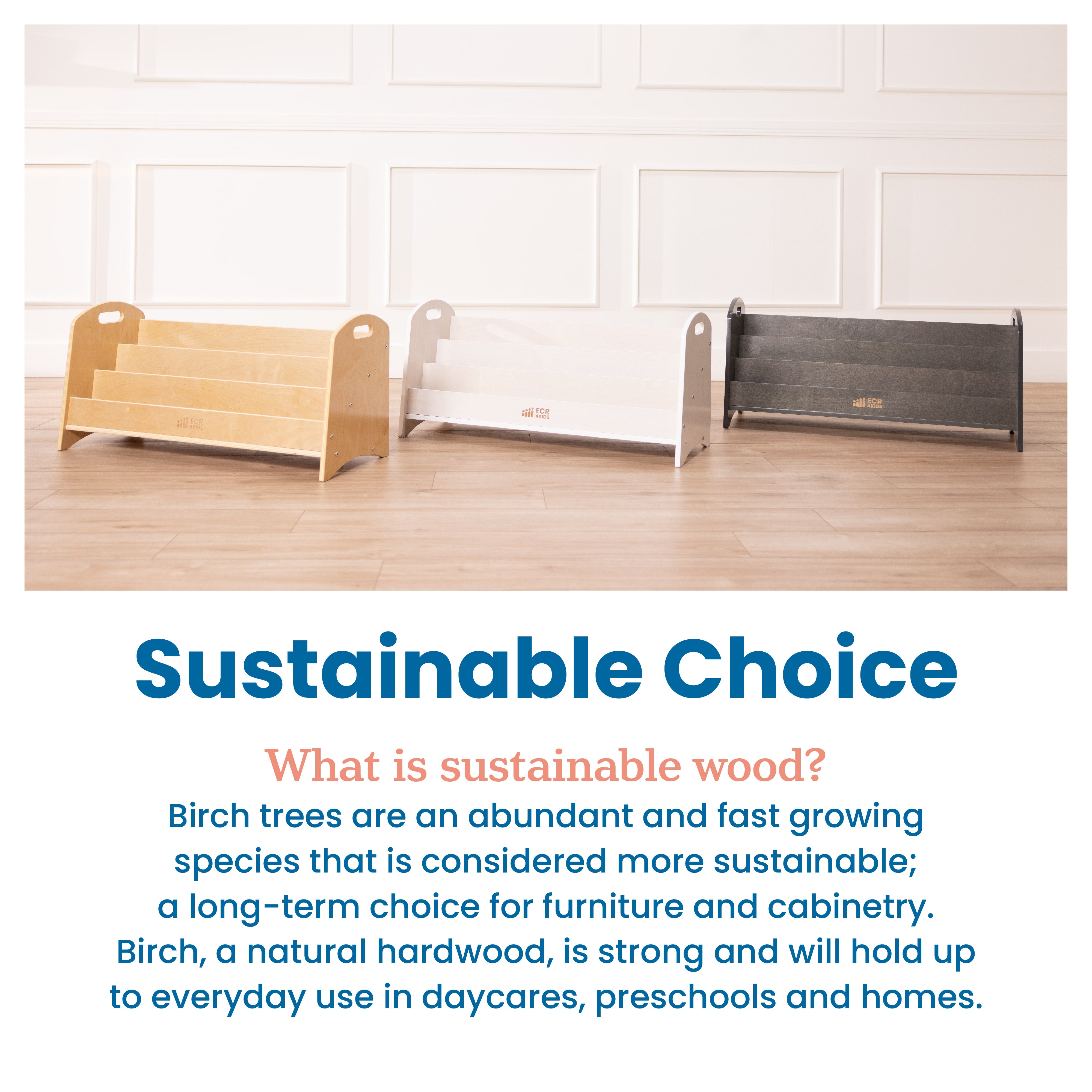 3-Shelf Floor Book Display with Handles