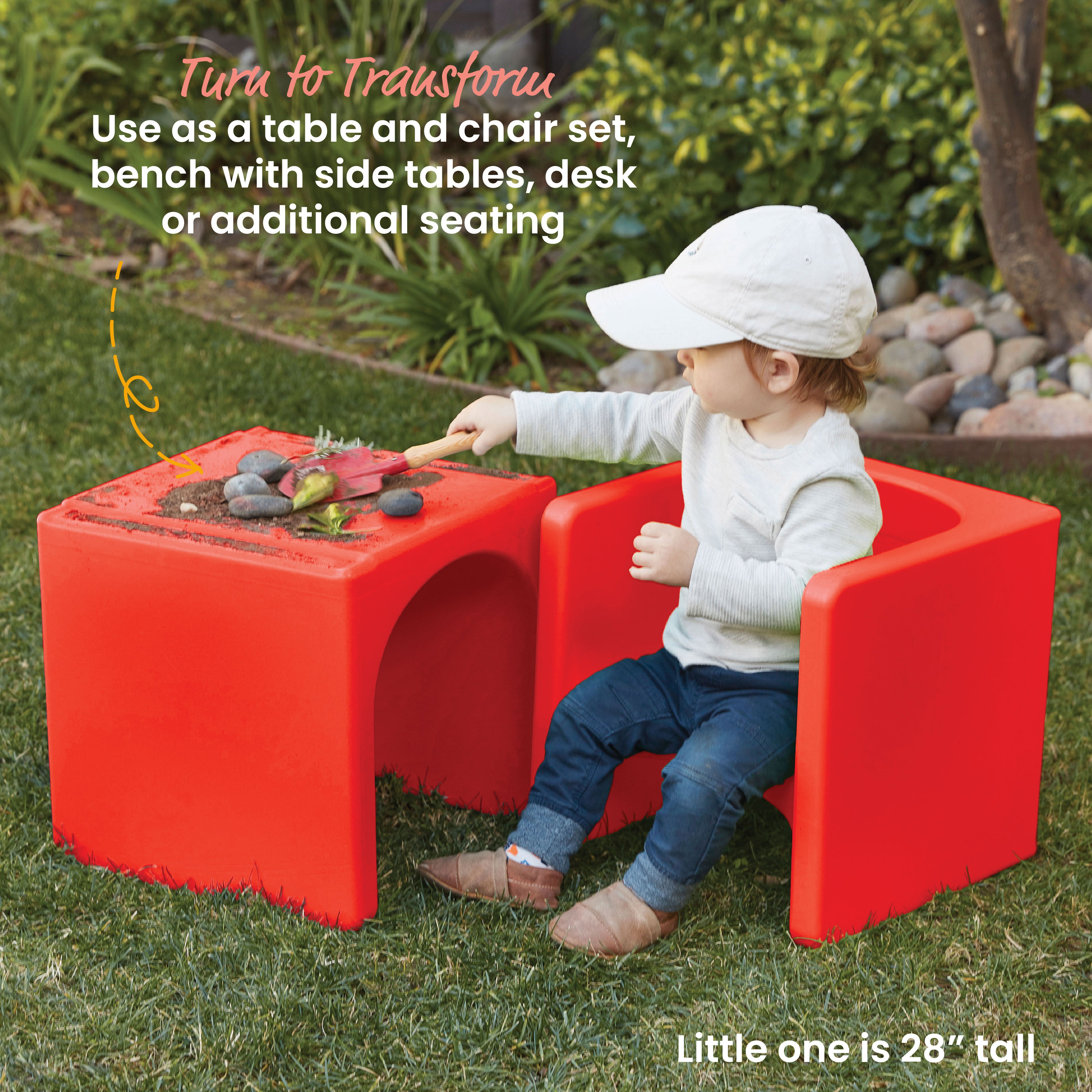 Tri-Me Table and Cube Chair Set, 3-Piece