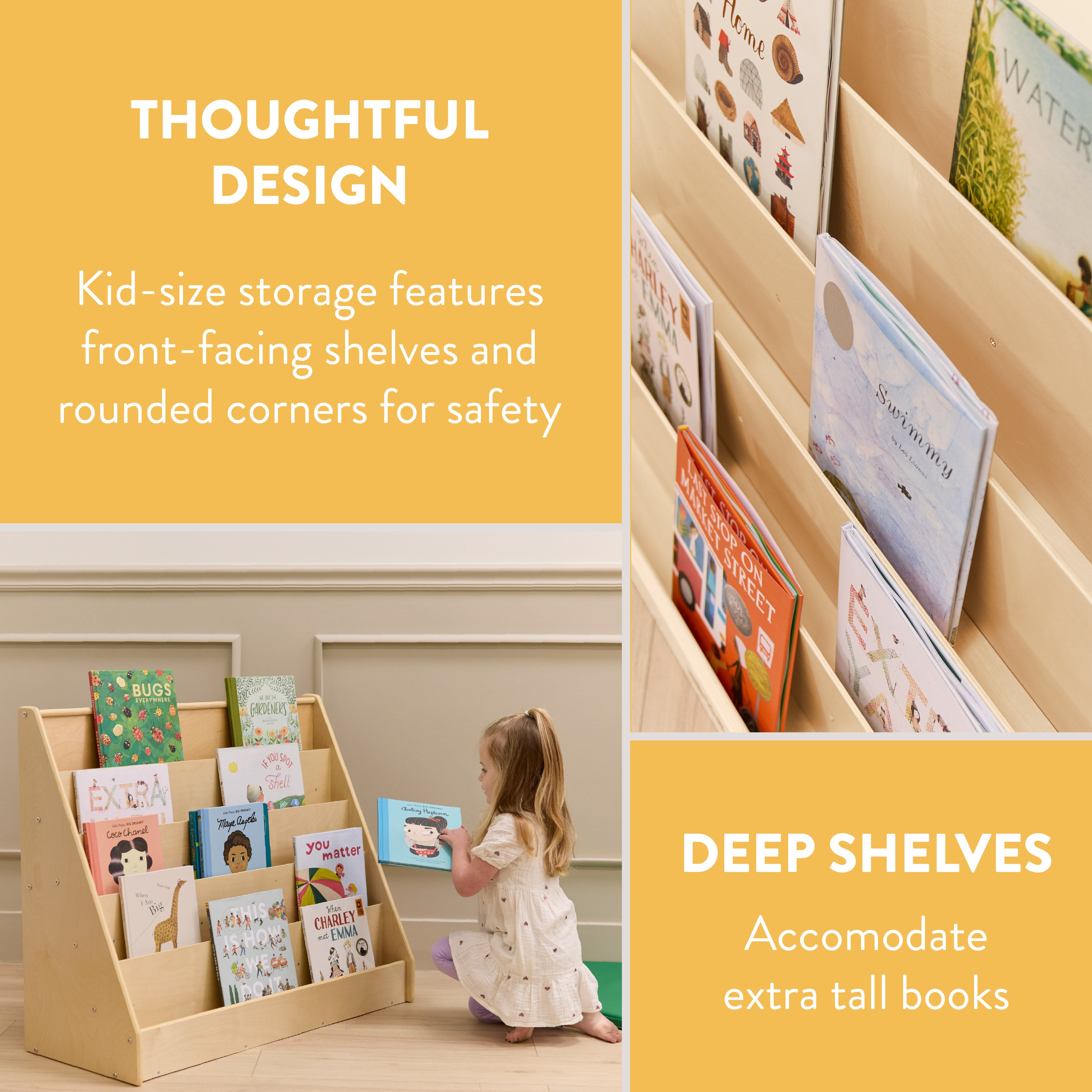 5-Tier Forward-Facing Kids Book Shelf