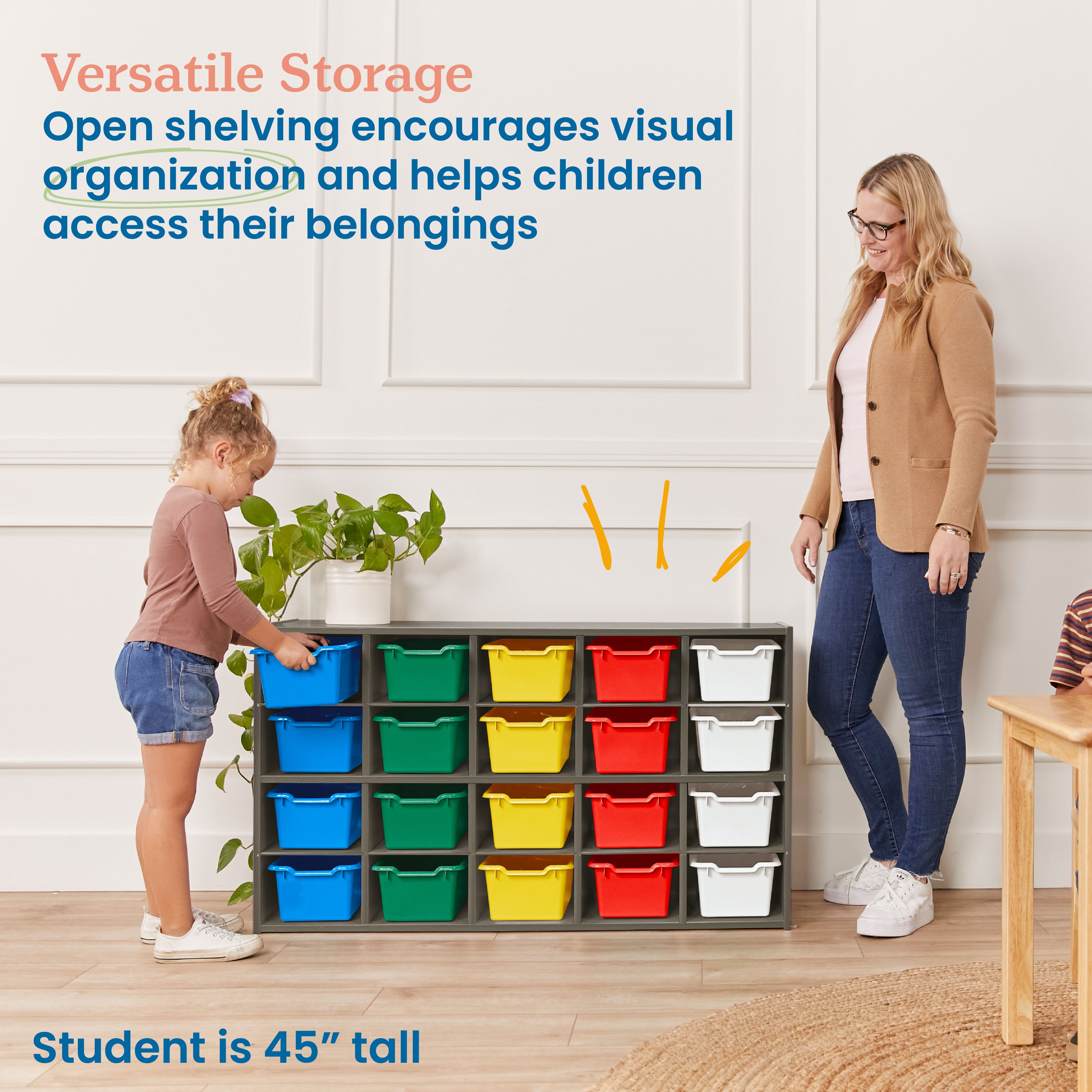 Streamline 20 Cubby Tray Cabinet with 20 Scoop Front Bins, 4x5