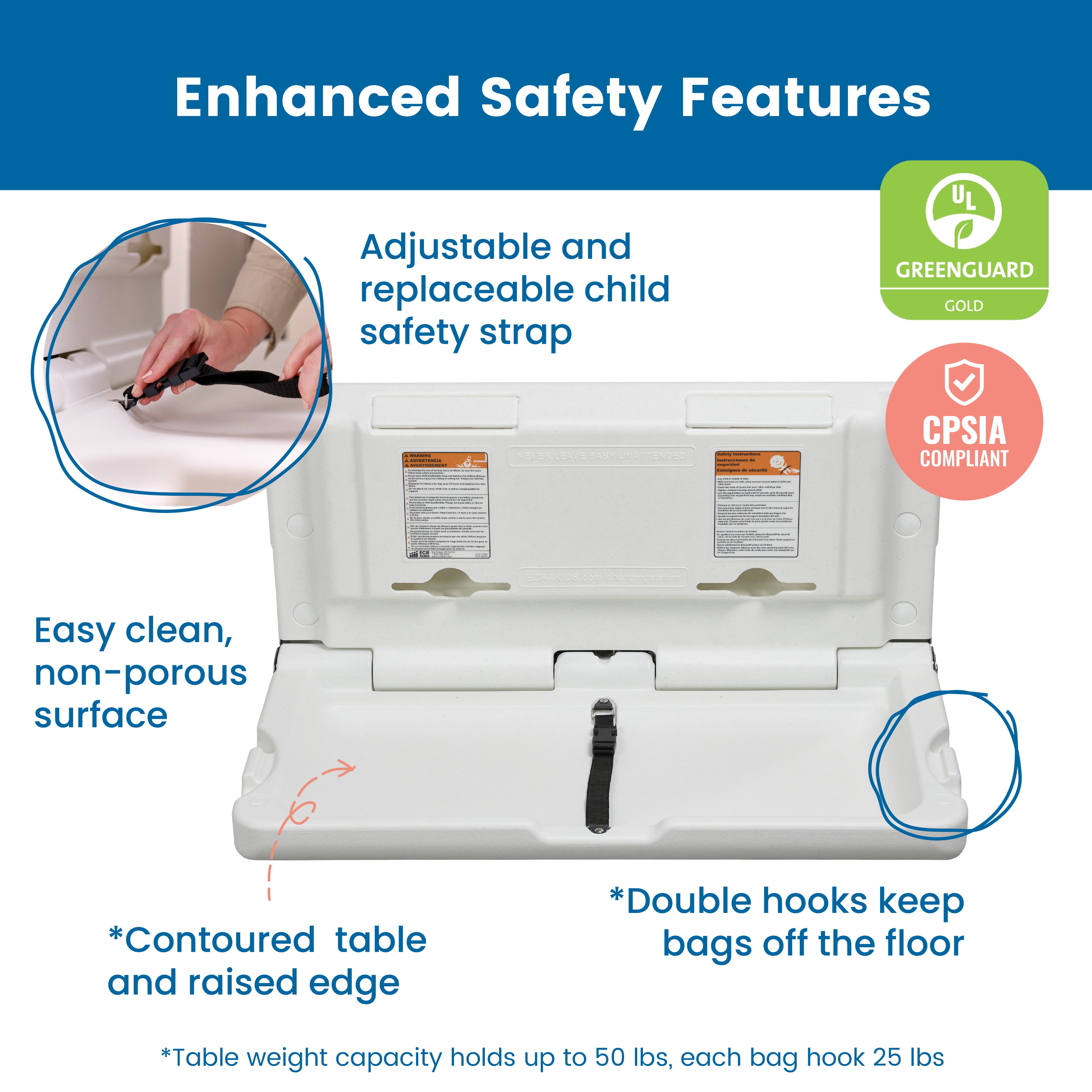 Horizontal Wall-Mounted Diaper Changing Station