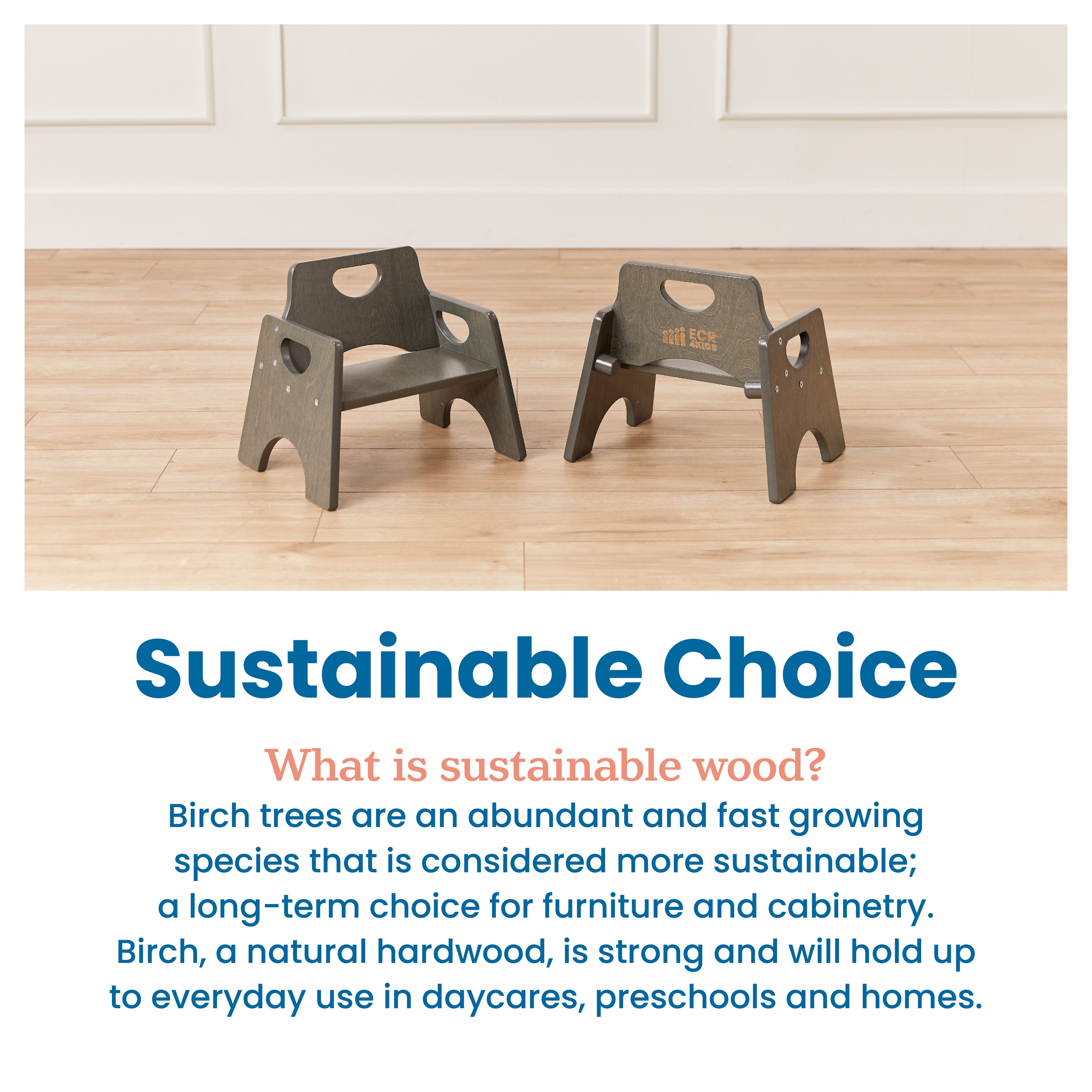 Stackable Wooden Toddler Chair, 6in, 2-Pack