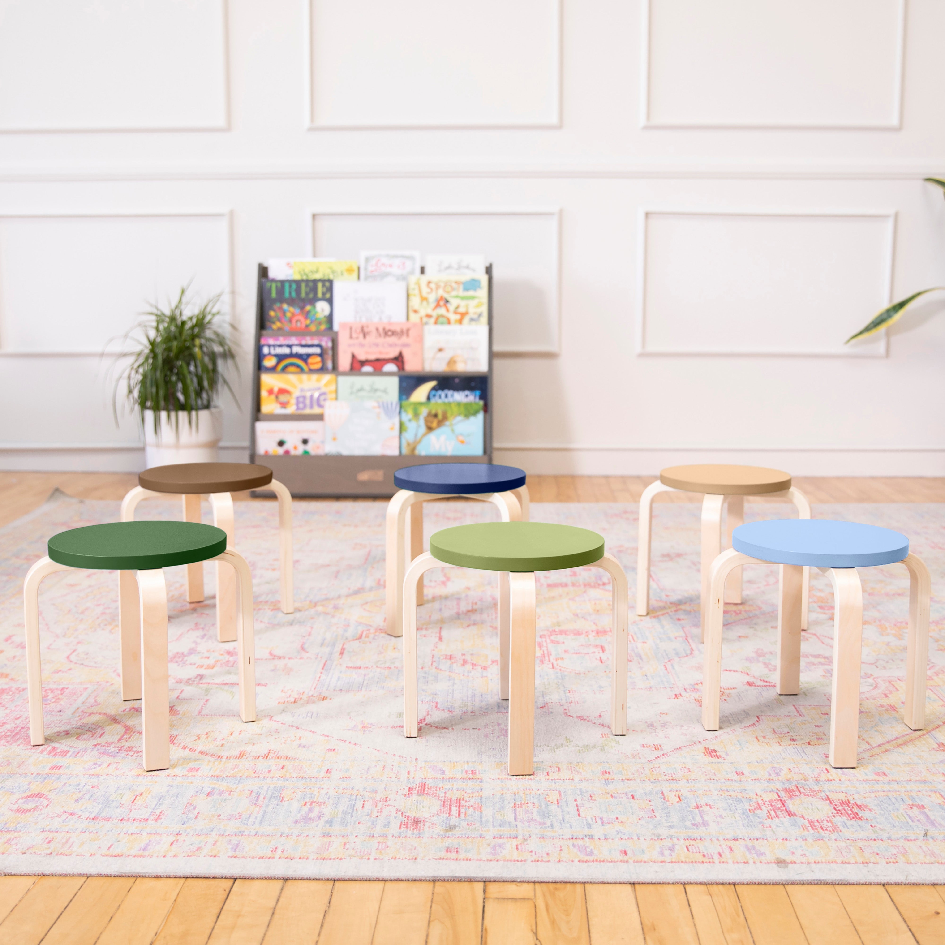 Bentwood Stackable Stools, 6-Piece