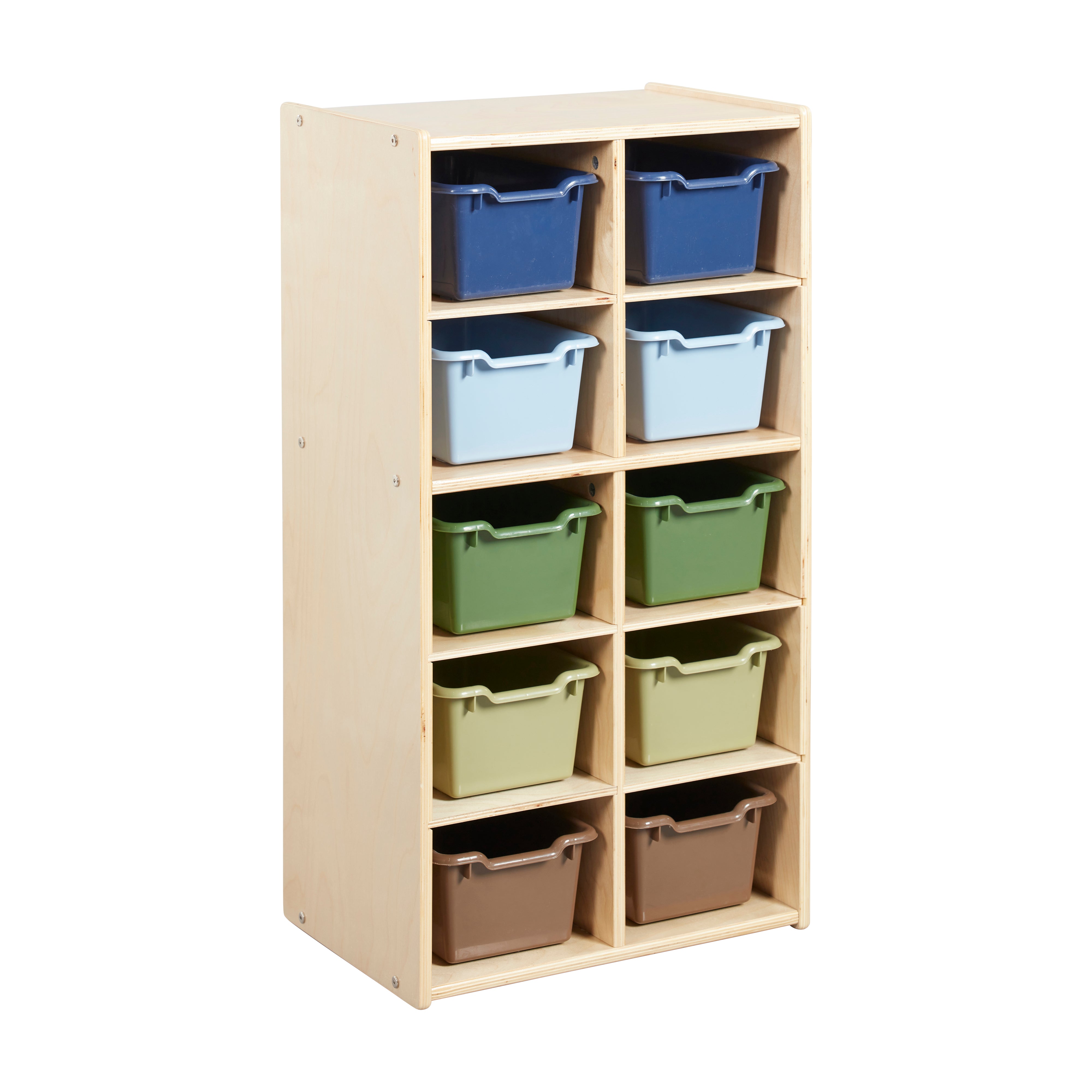 Streamline 10 Cubby Tray Cabinet with 10 Scoop Front Storage Bins, 5x2, Natural