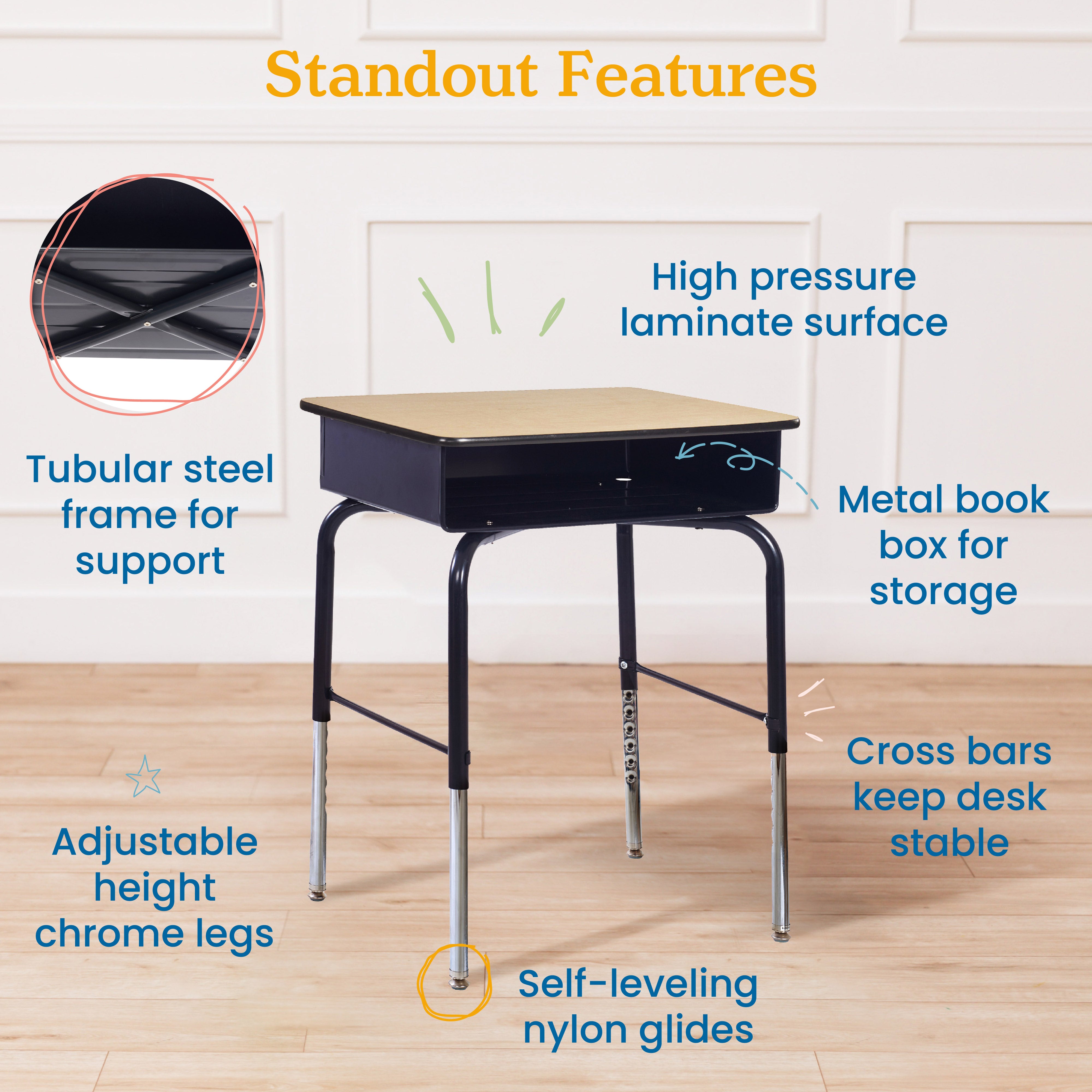 Classroom Package with Open Front Desks and ACE Stools