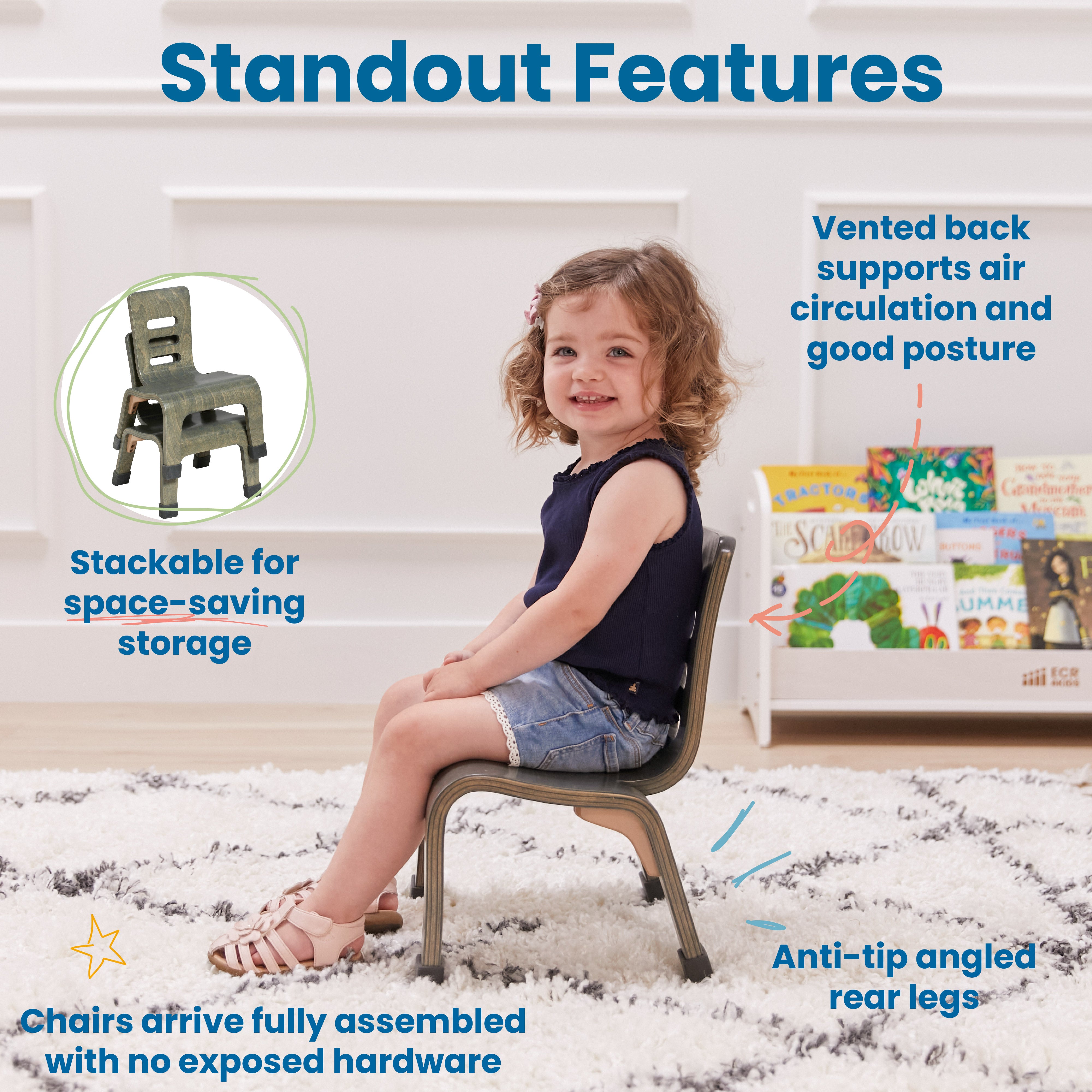 Bentwood Chair, 8in Seat Height, 2-Pack