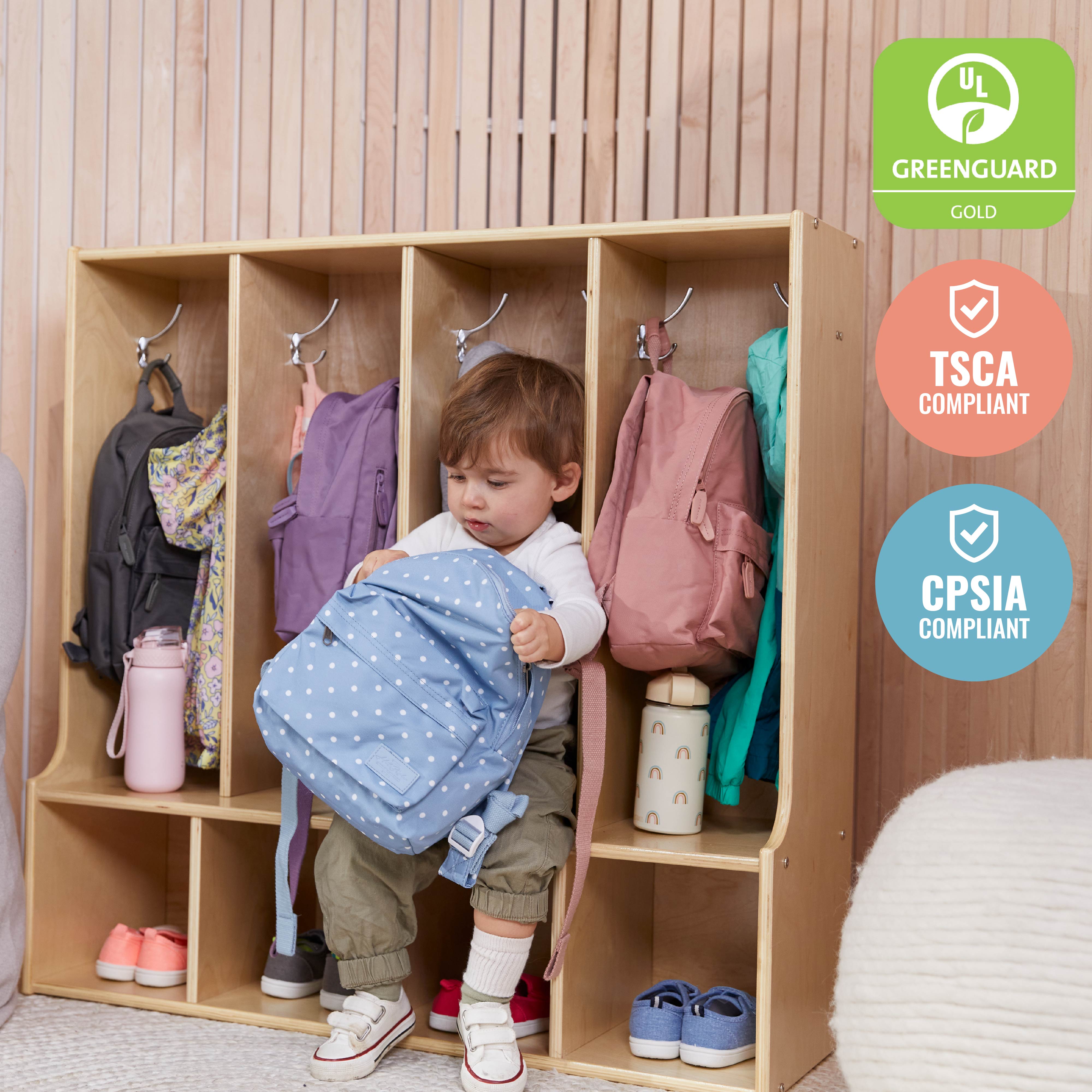 Streamline 4-Section Coat Locker with Bench, Toddler Size