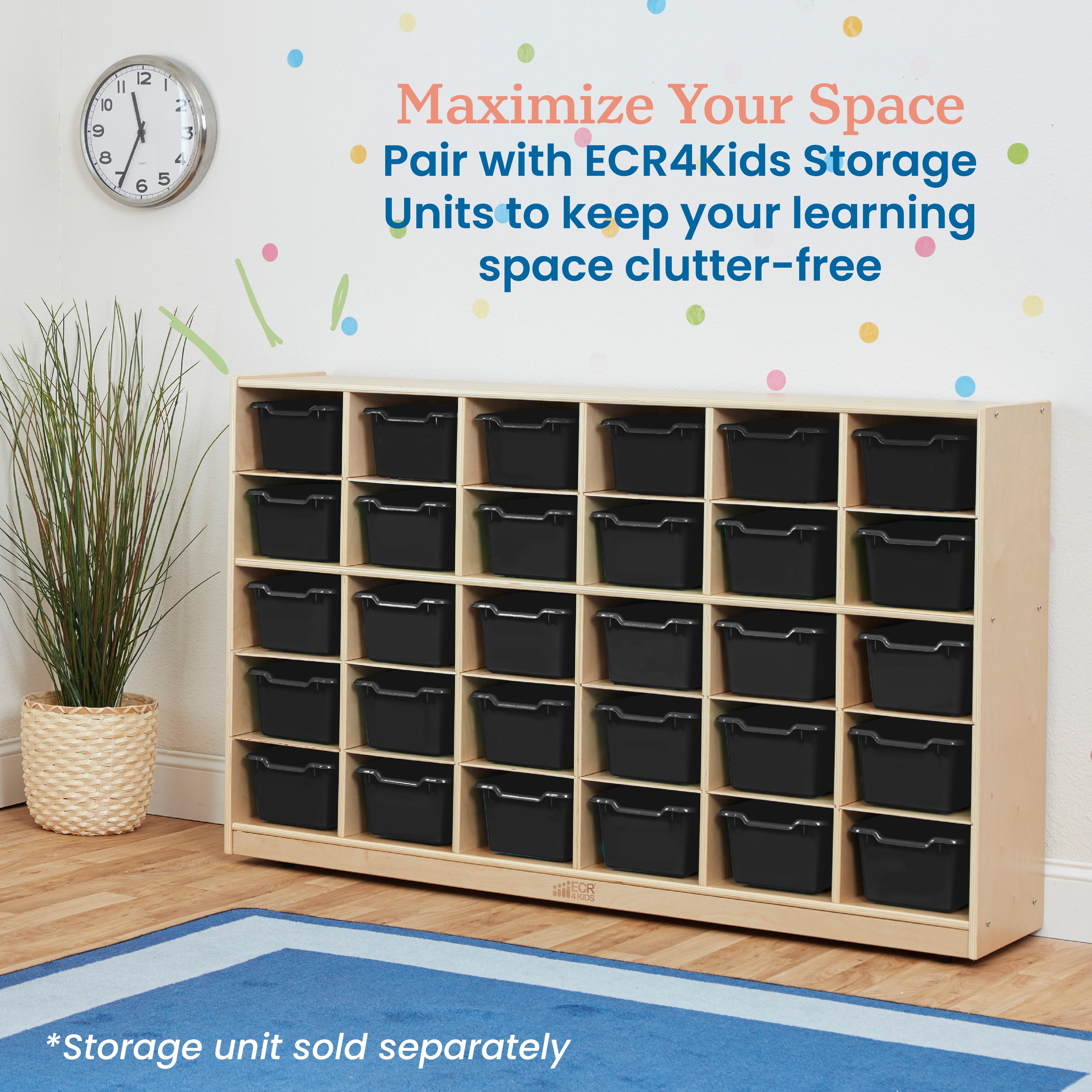Scoop Front Plastic Storage Bins, 30-Piece
