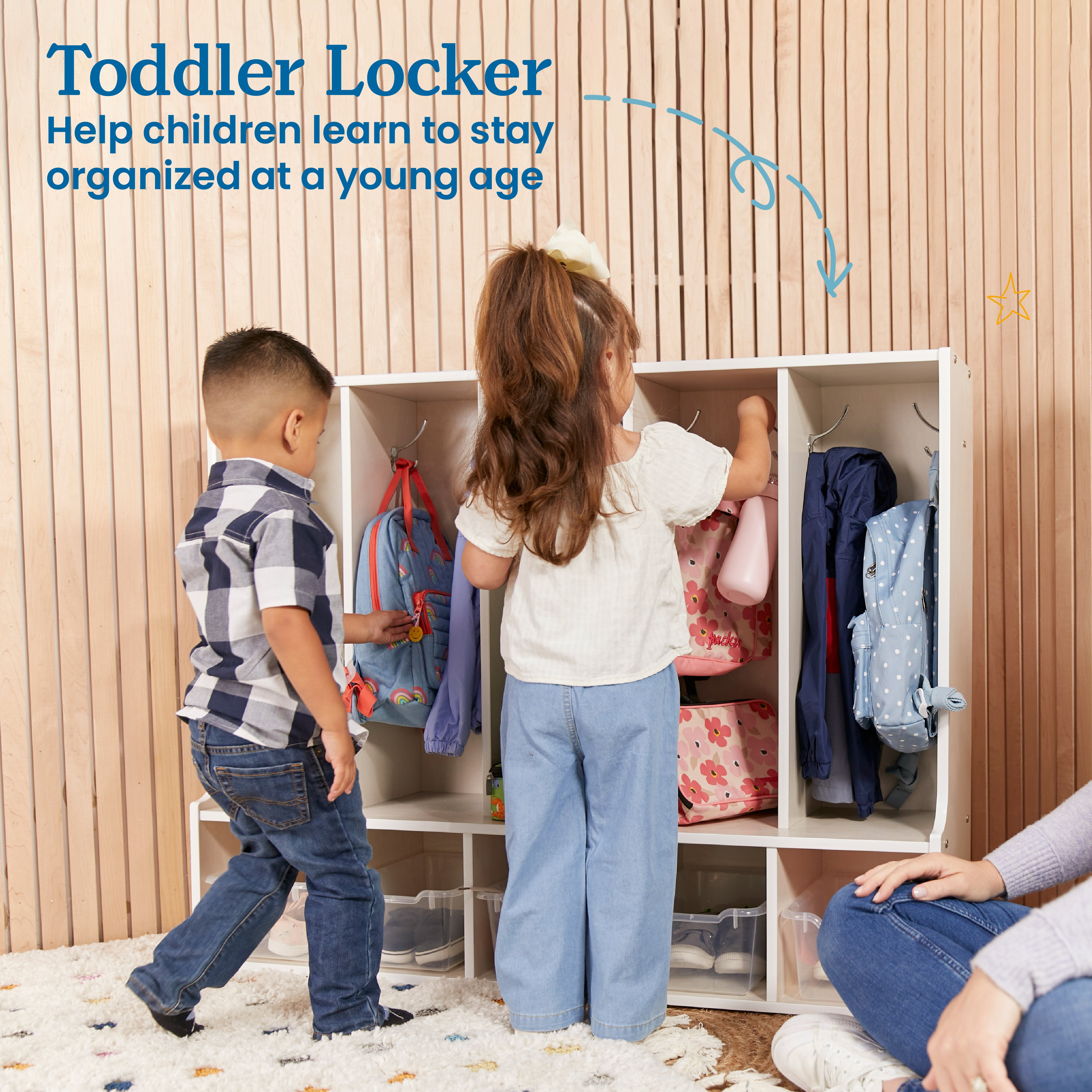 Streamline 5-Section Toddler Coat Locker with Bench