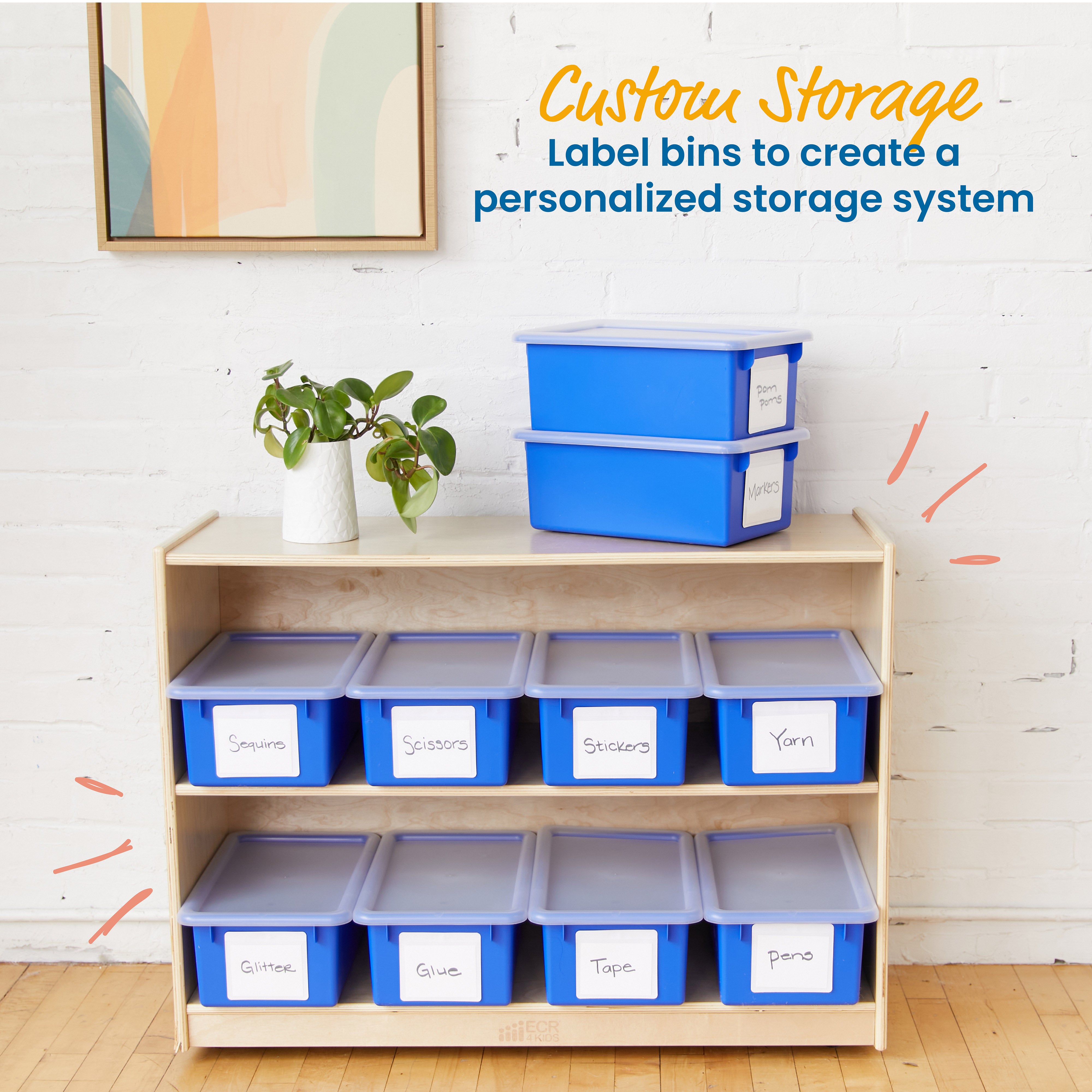 Cubby Storage Bin with Lid, 10-Piece