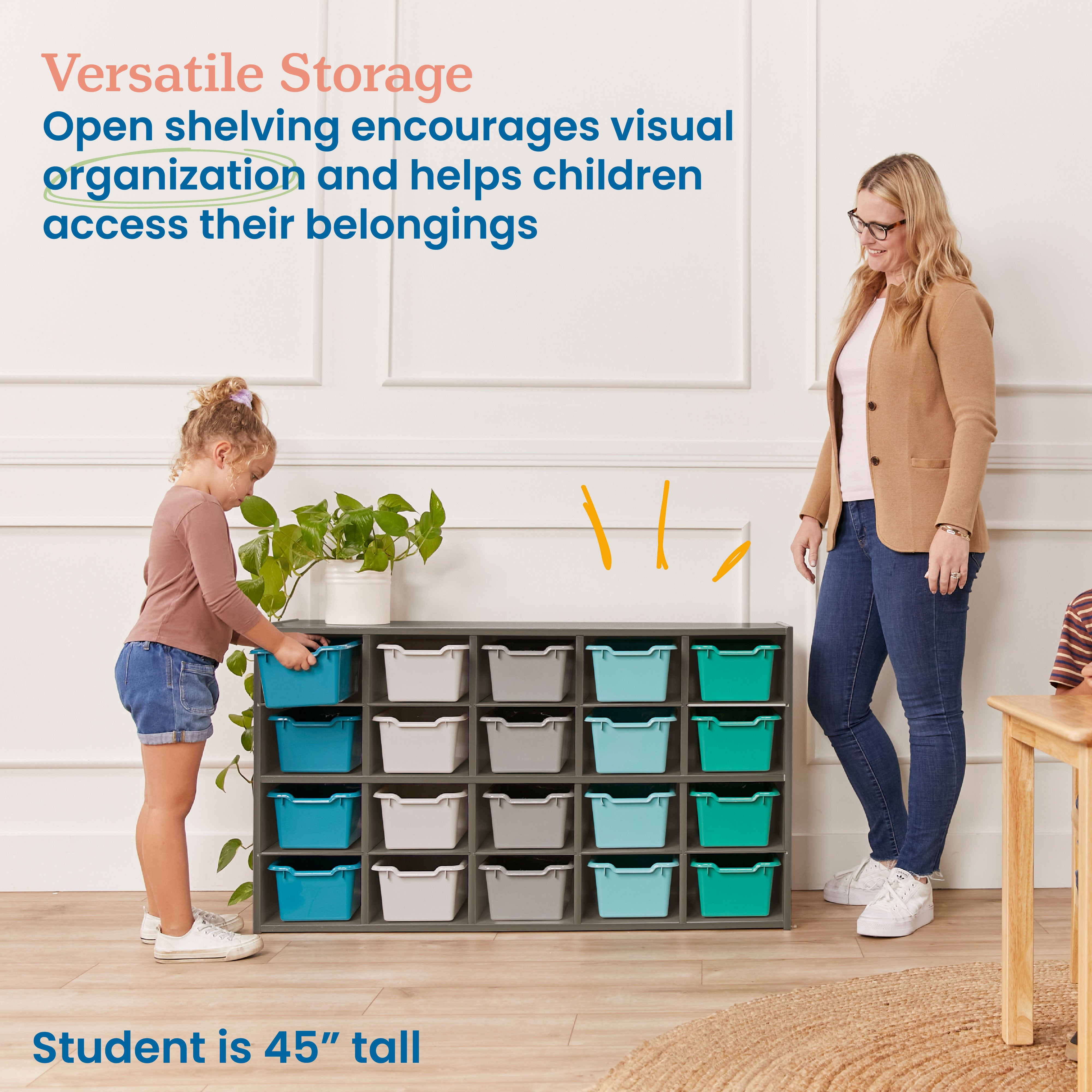 Streamline 20 Cubby Tray Cabinet with 20 Scoop Front Bins, 4x5