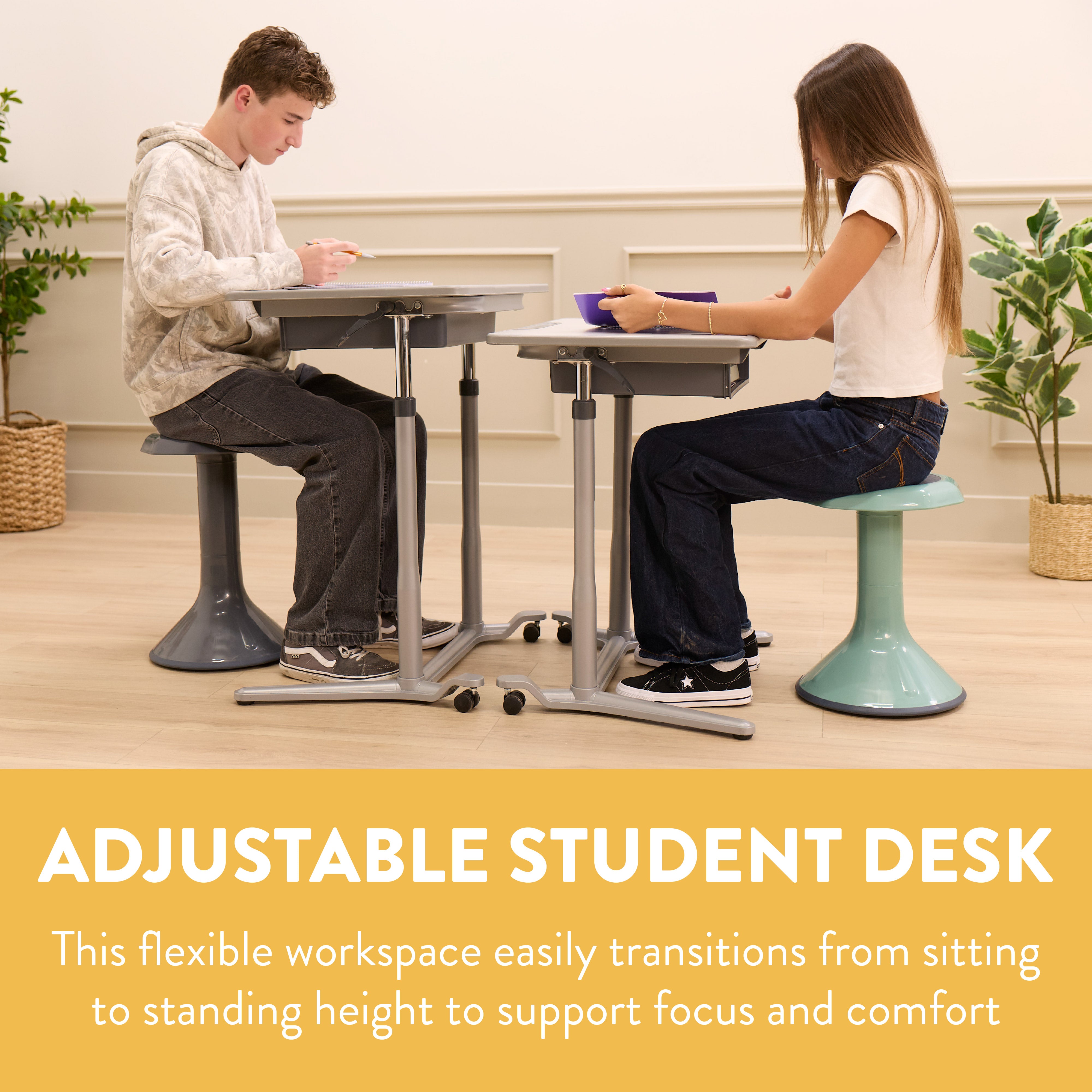 Mobile Adjustable Student Standing Desk