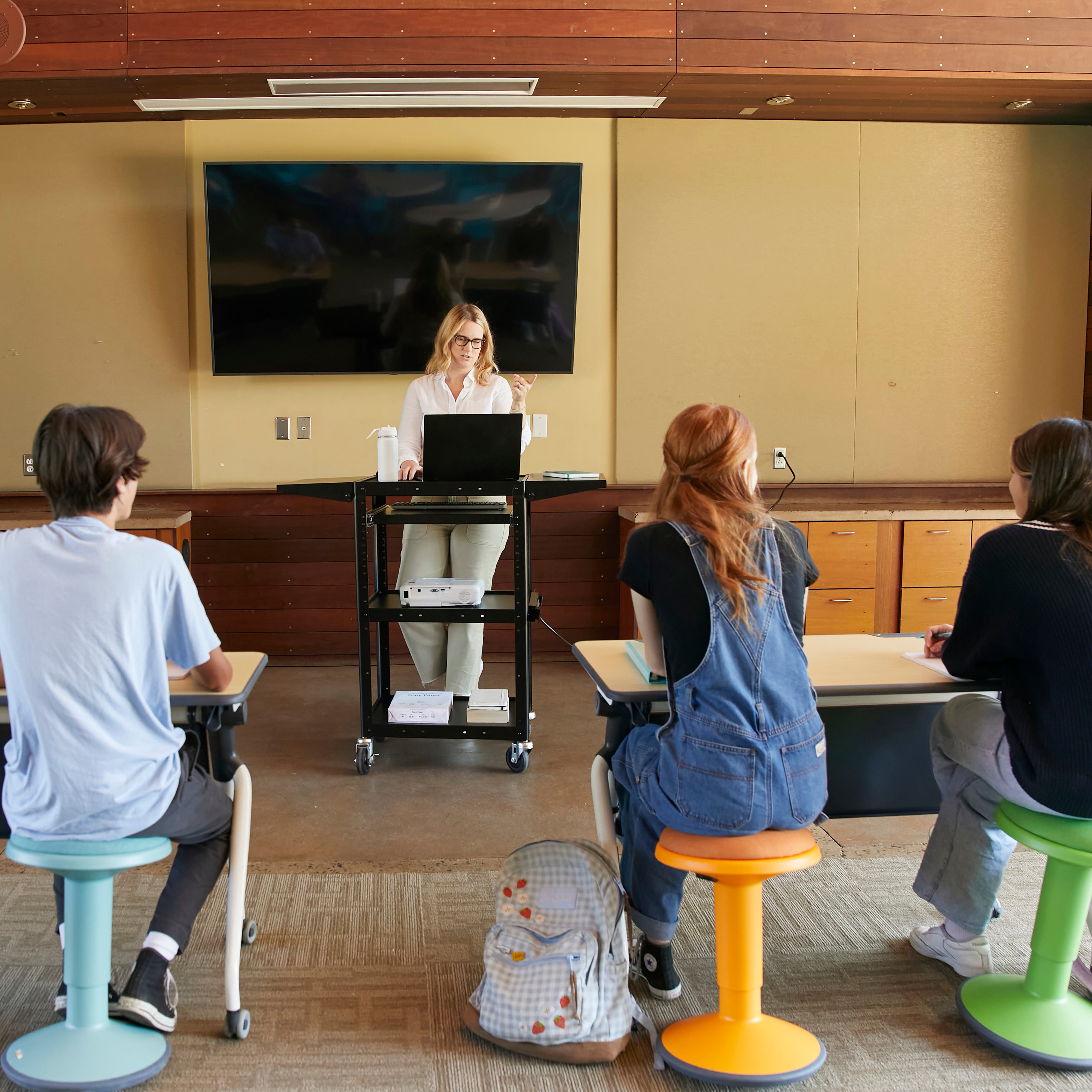 AV Presentation Cart Stand with Drop Leaves