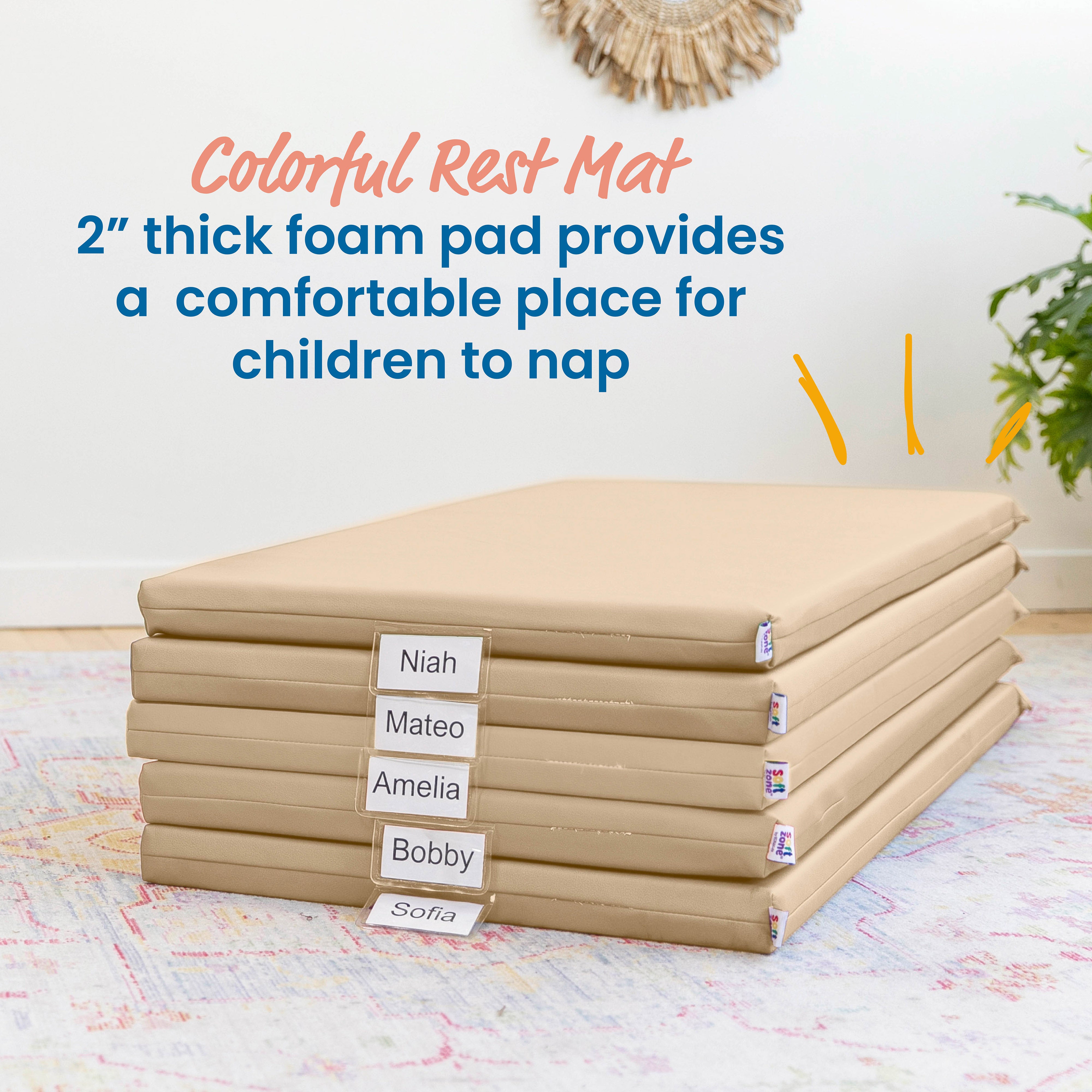 Rainbow Rest Mat with Name Tag, 5-Piece