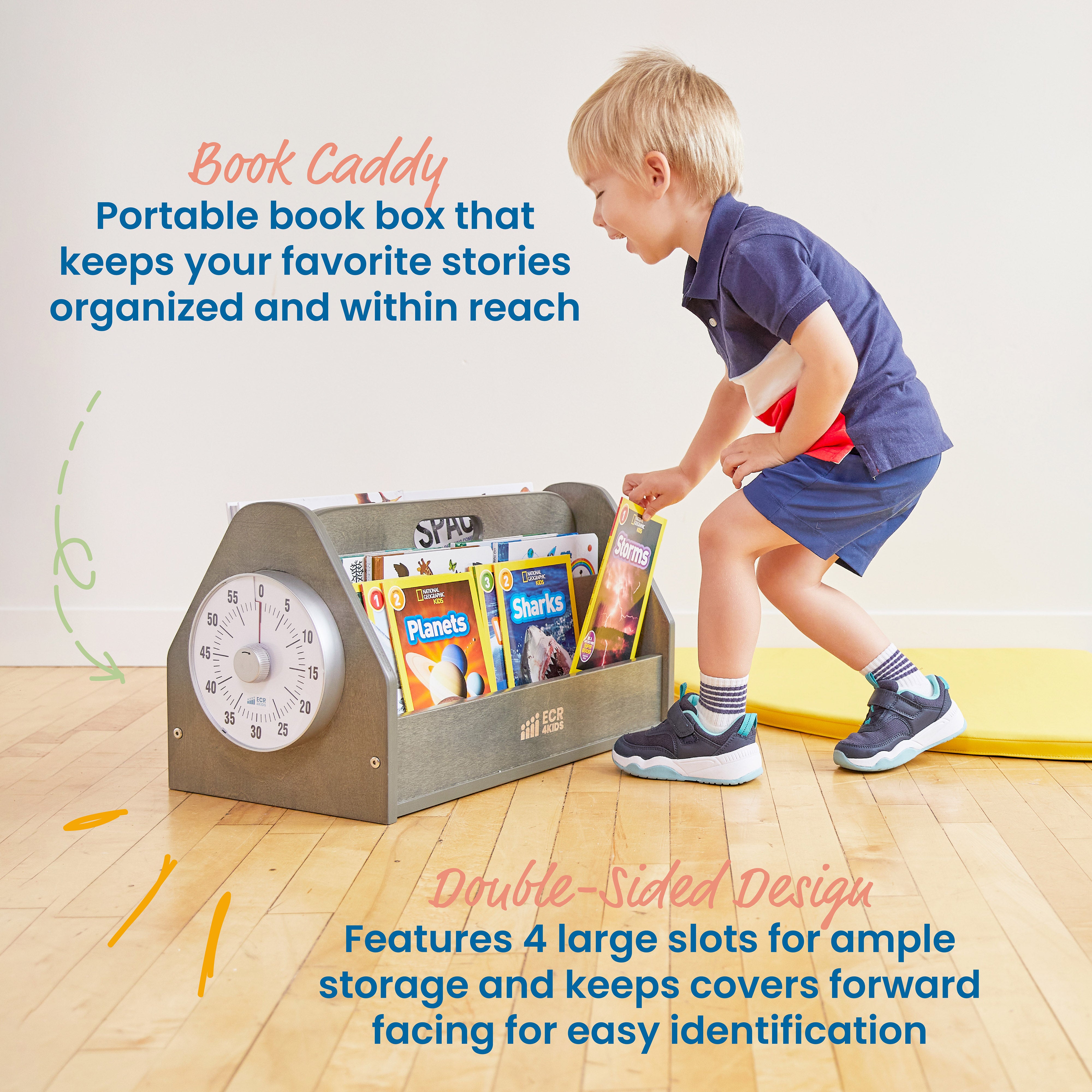 Double-Sided Book Caddy with Countdown Timer