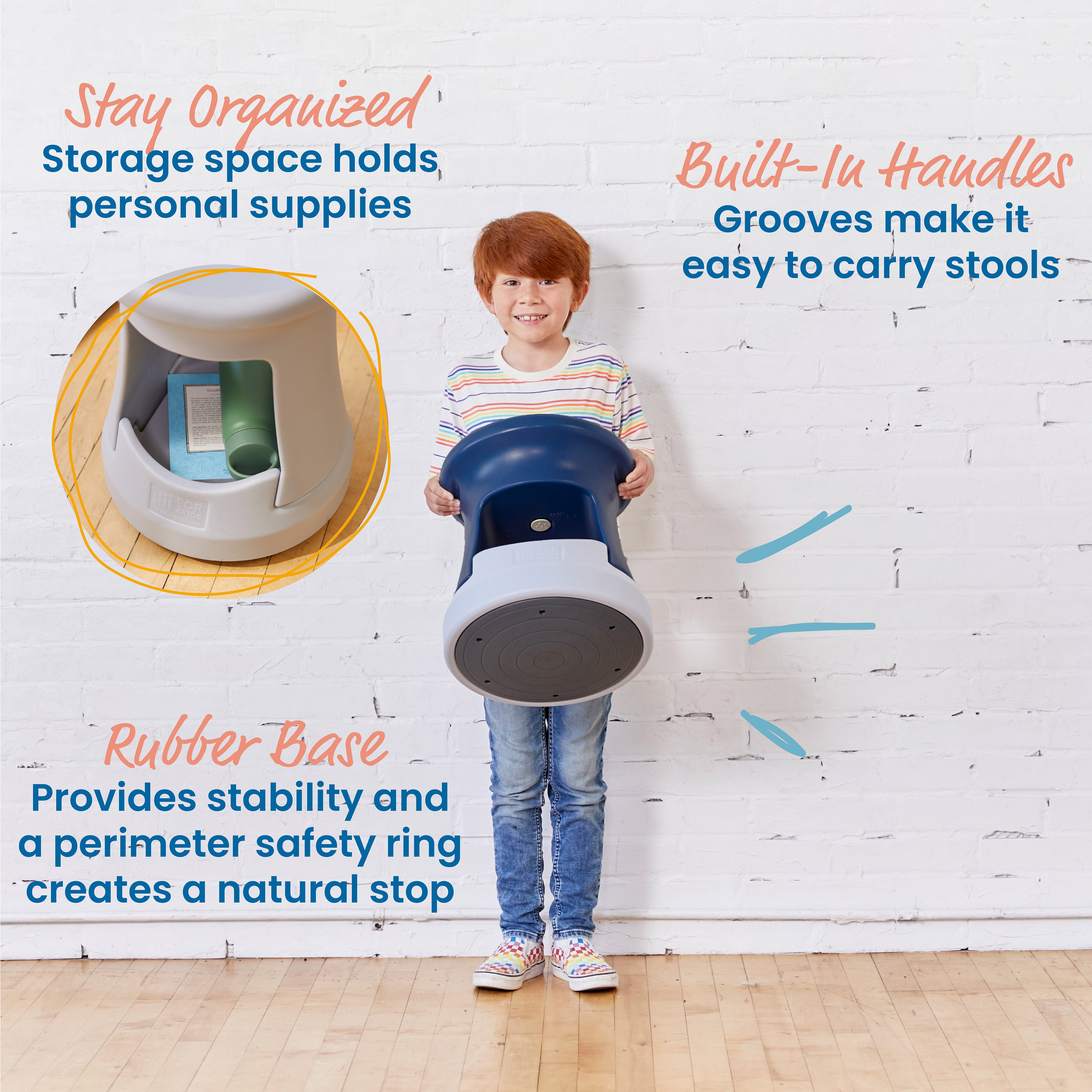 Storage Wobble Stool, 15in Seat Height