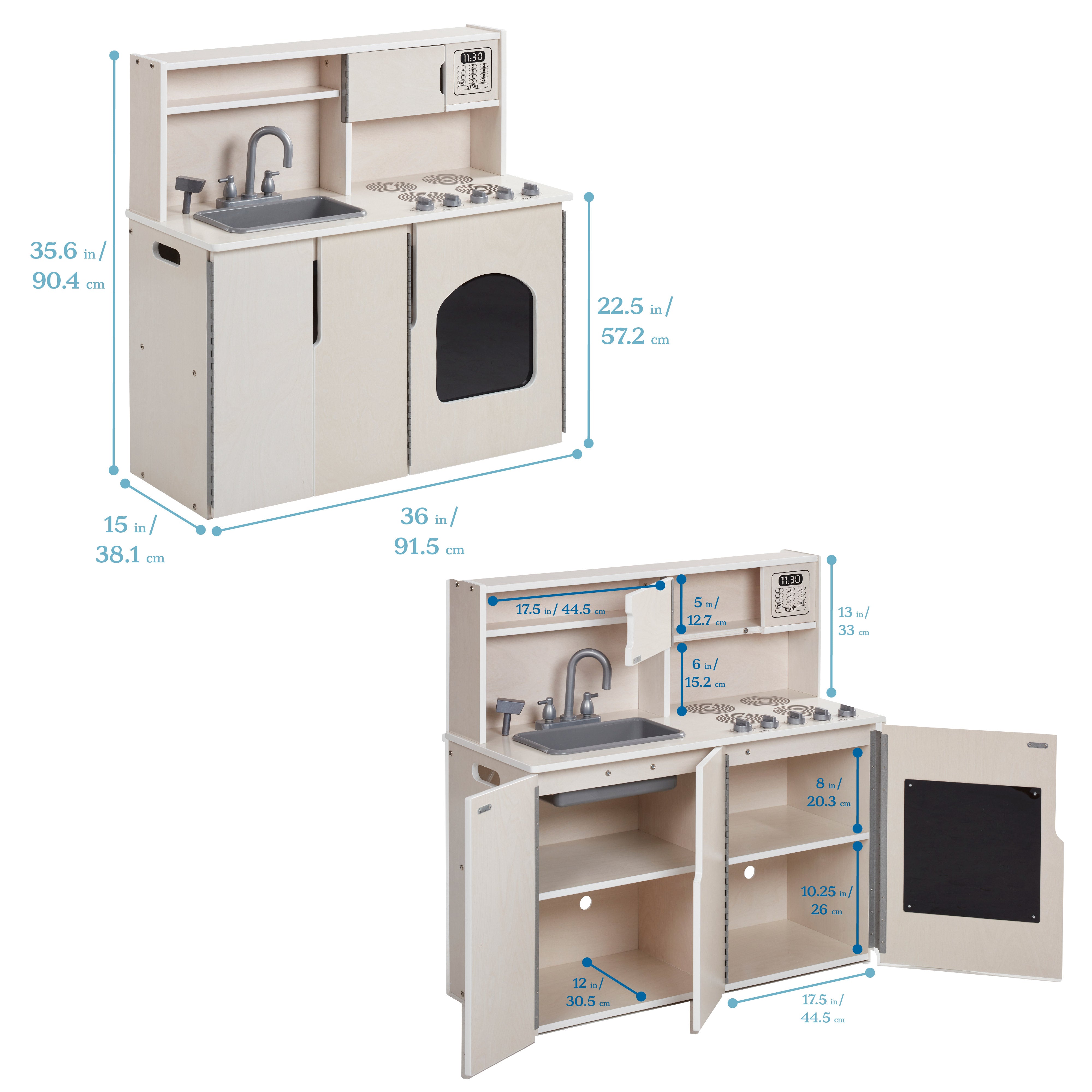 4-in-1 Kitchen, Sink, Stove, Oven, Microwave and Storage