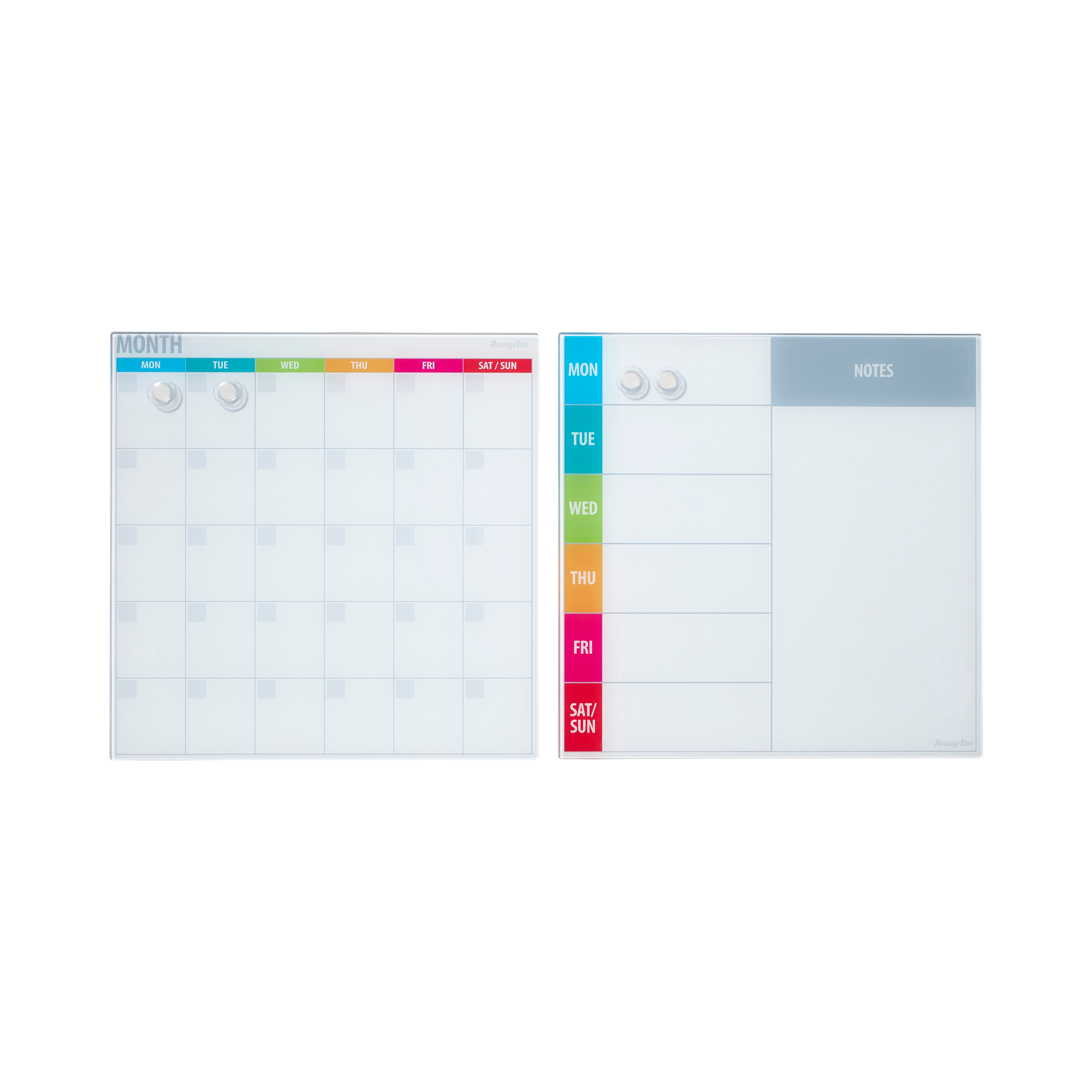 MessageStor Magnetic Dry-Erase Glass Board with Magnets, 17.5in x 17.5in, 2-Pack