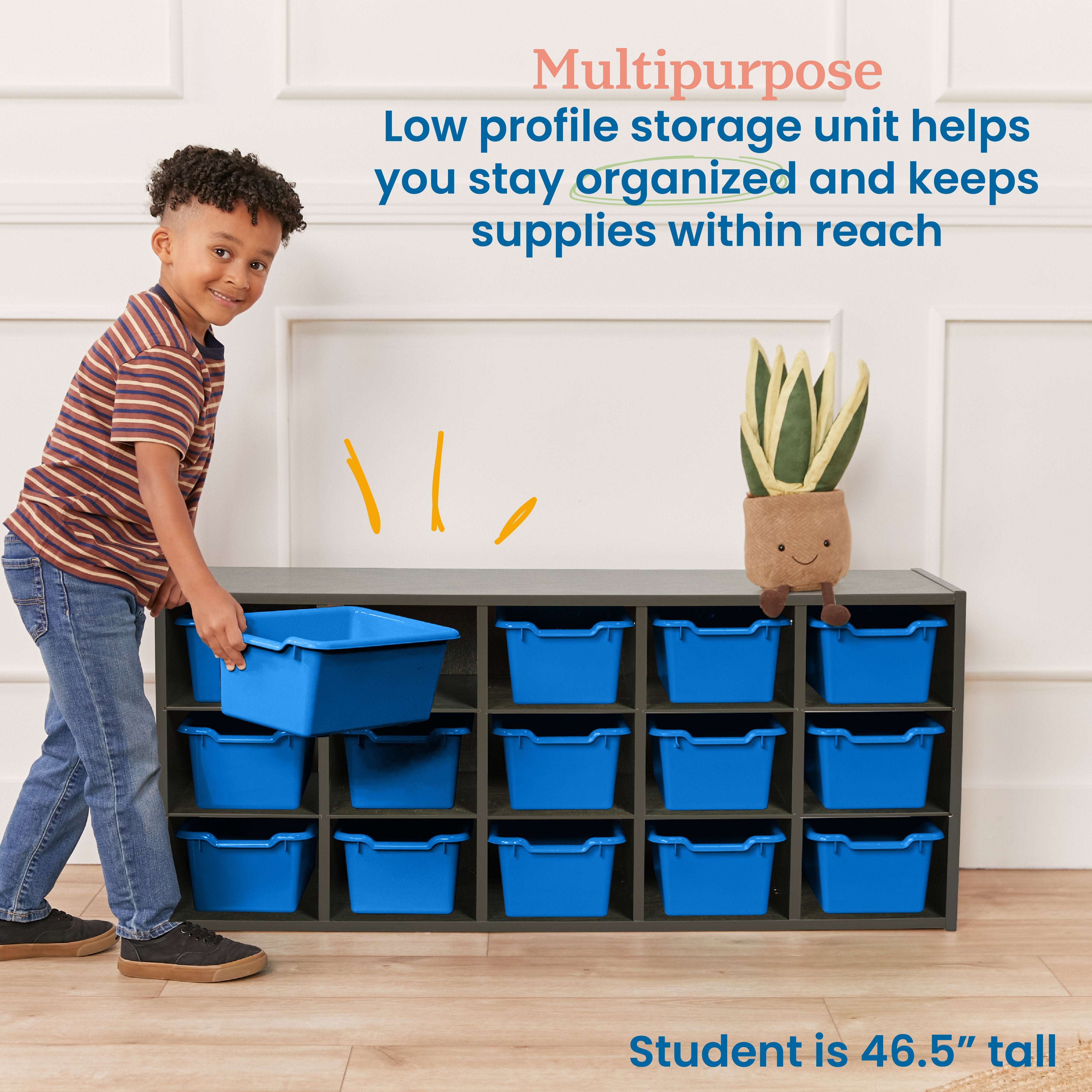 Streamline 15 Cubby Tray Cabinet and 15 Scoop Front Bins, 3x5