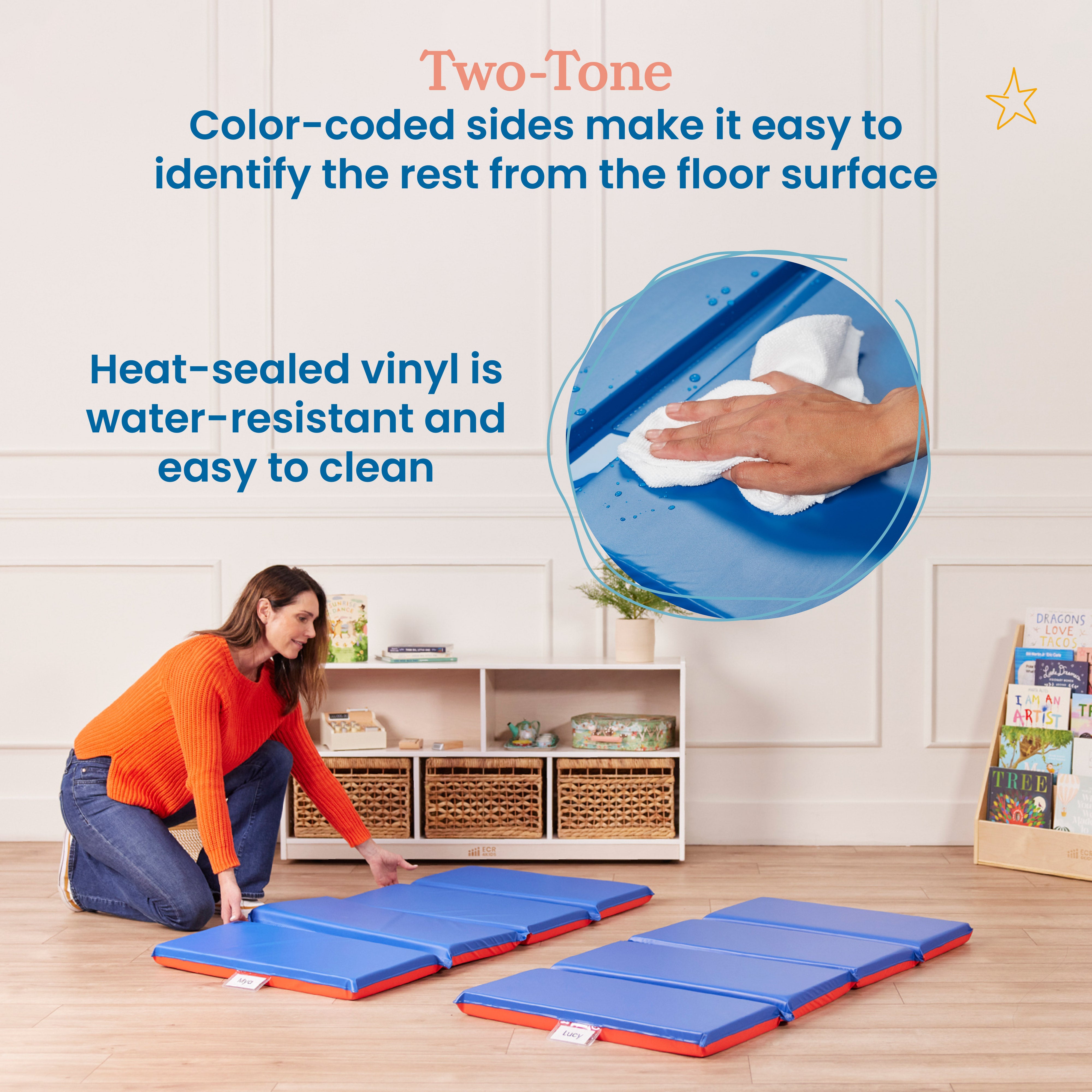 Premium Folding Rest Mat - Red/Blue