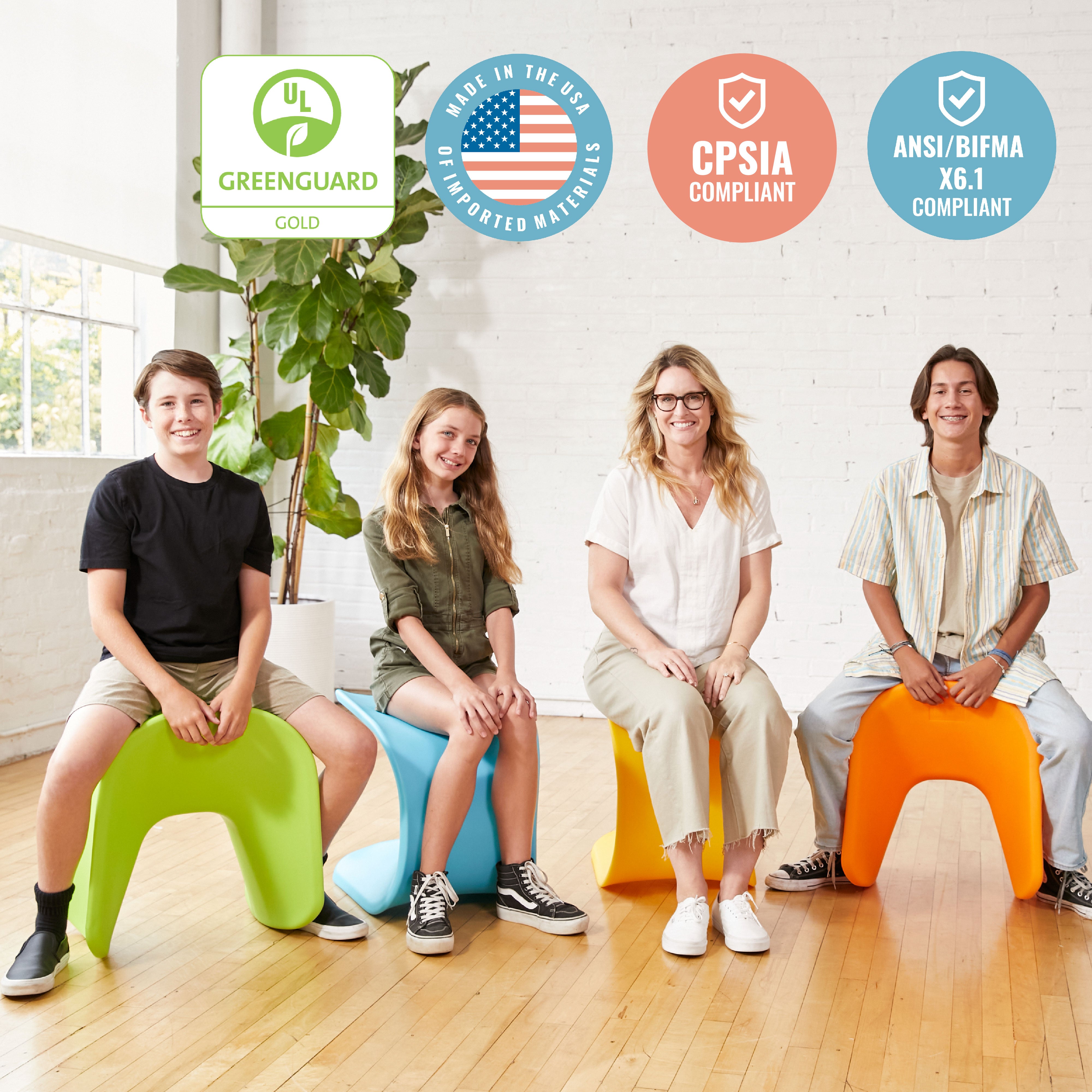 Wave Seat, 18in - 19.6in Seat Height, 2-Pack