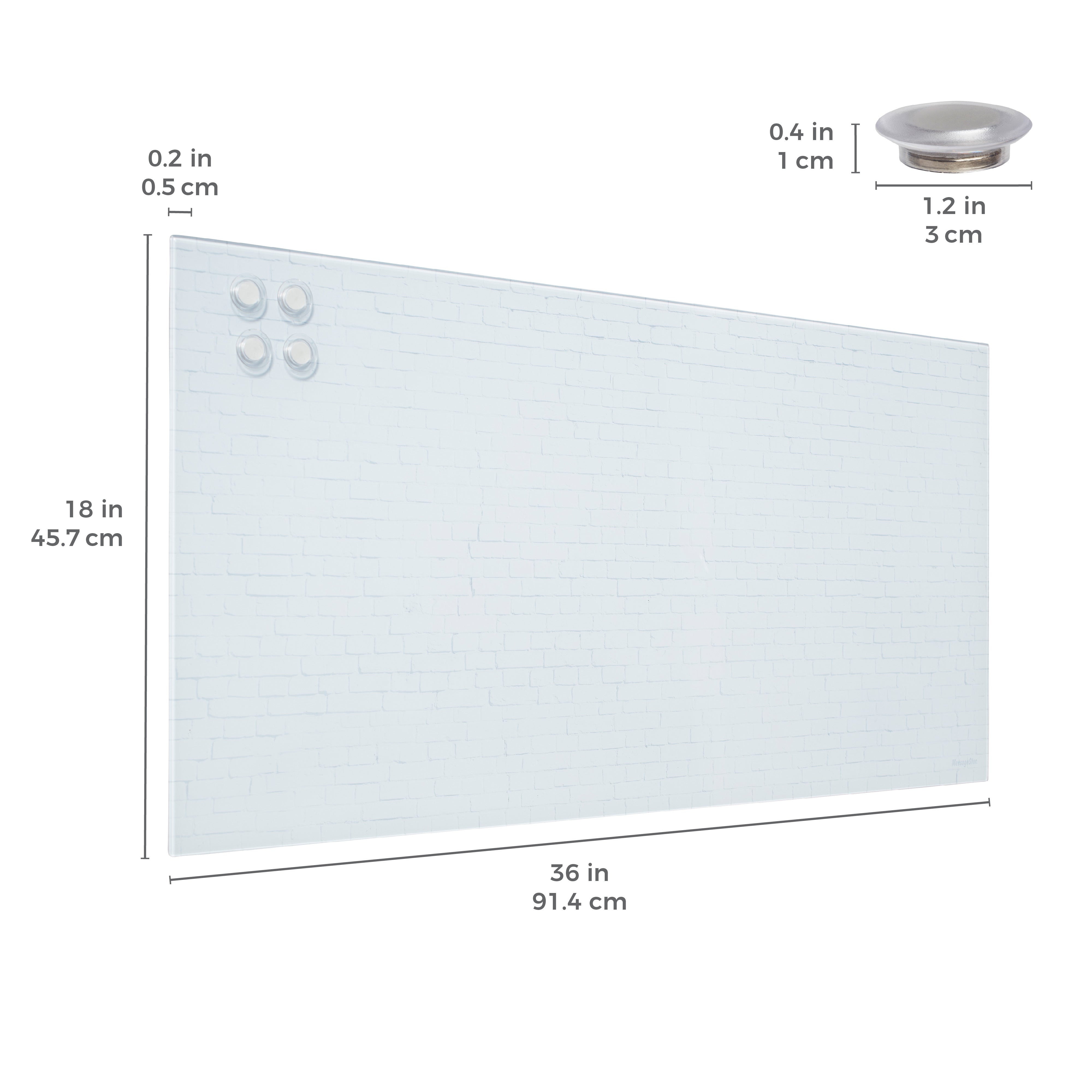 MessageStor Magnetic Dry-Erase Glass Board with Magnets, 18in x 36in