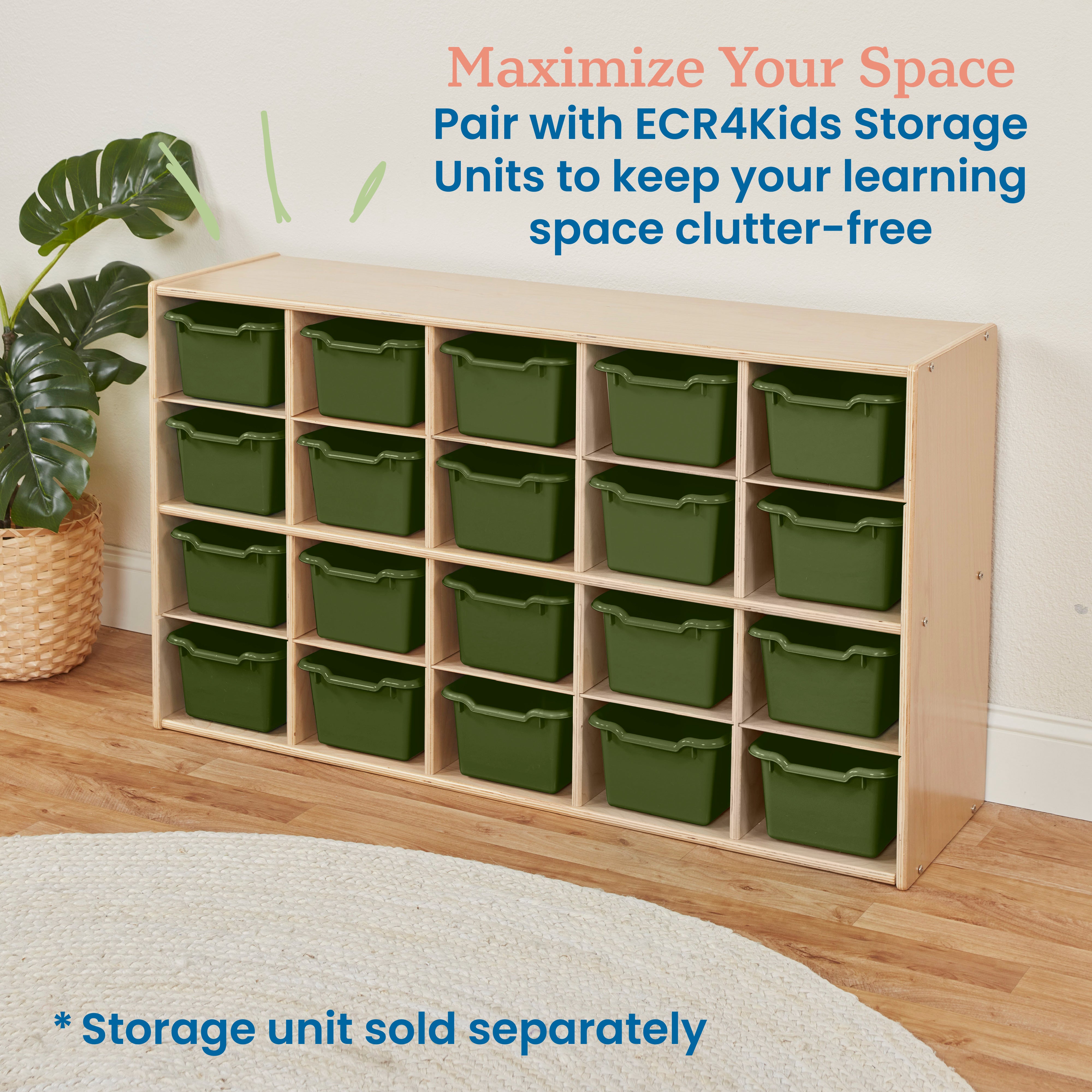 Scoop Front Plastic Storage Bins, 20-Piece