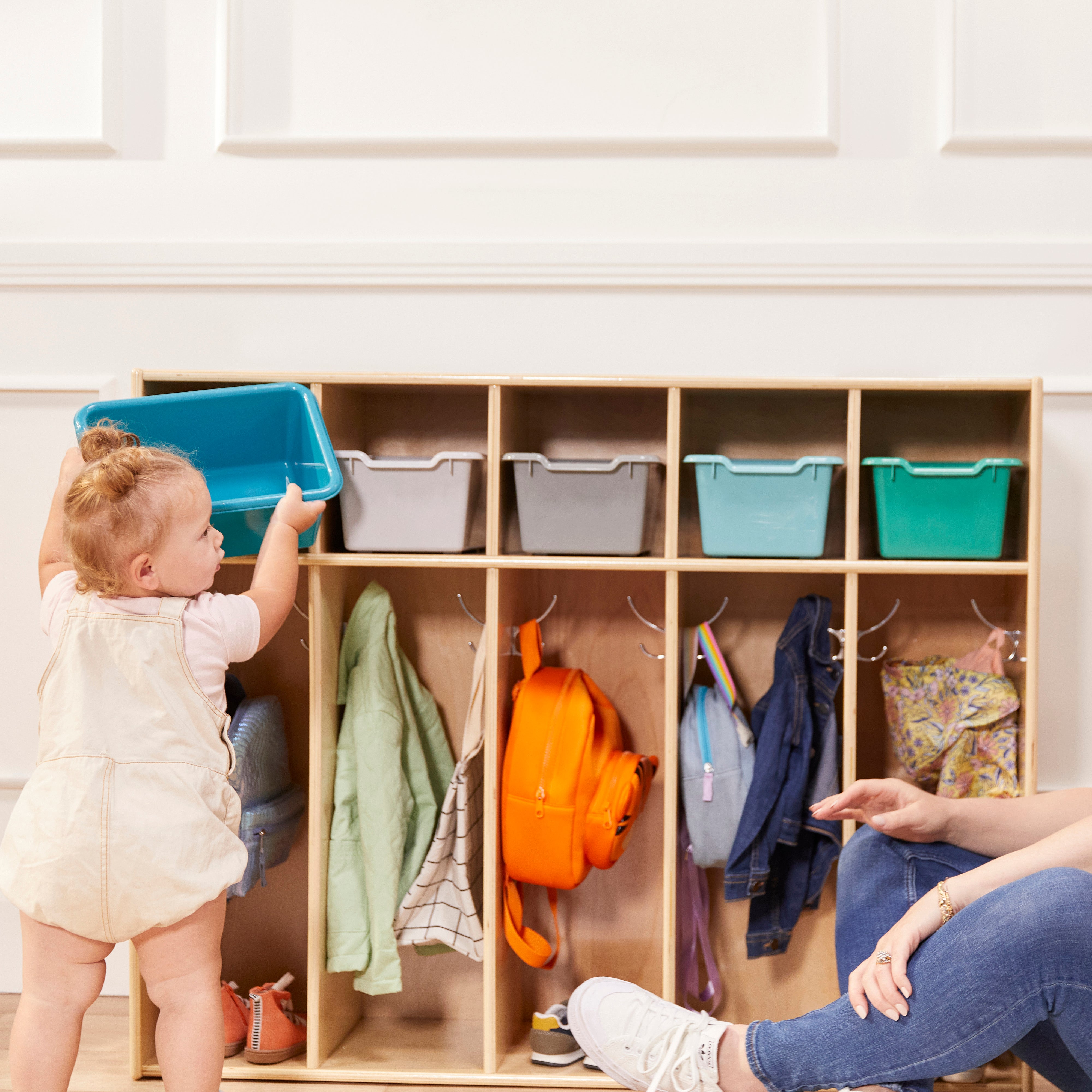 Streamline 5-Section Toddler Coat Locker and 5 Scoop Front Bins
